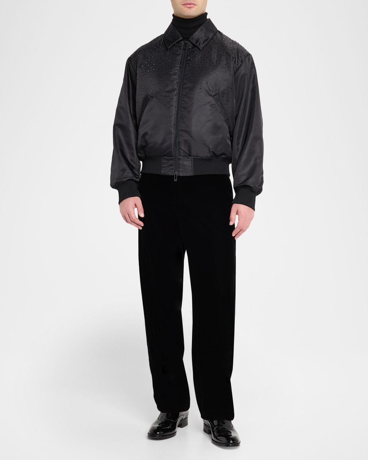 Emporio Armani Men 's Clubwear Capsule Rhinestone Satin Bomber Jacket | Thumbnail 5 Emporio Armani Men 's Clubwear Capsule Rhinestone Satin Bomber Jacket | Thumbnail 5