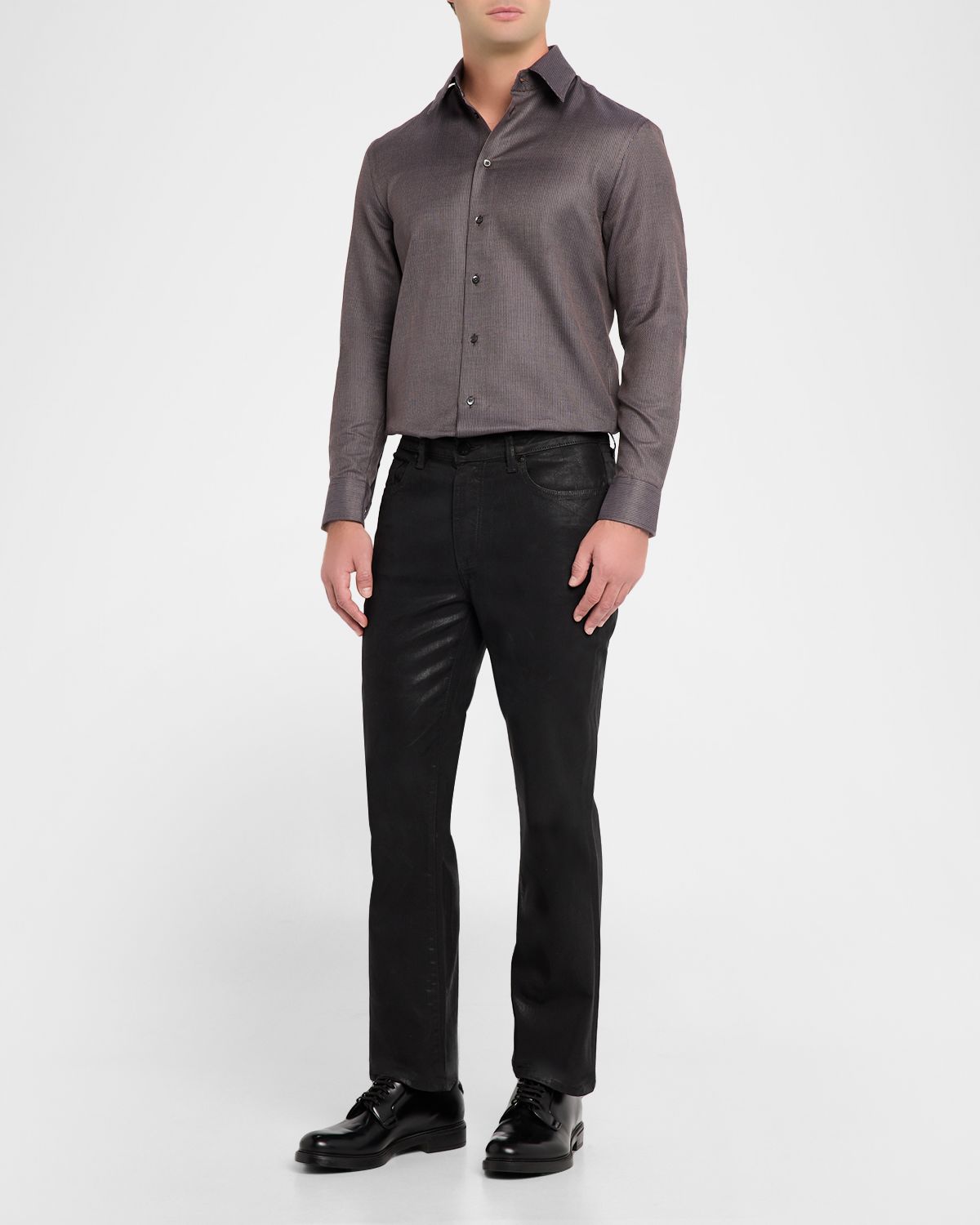Emporio Armani Men 's Micro-Dot Cotton Modern Fit Sport Shirt | Thumbnail 5