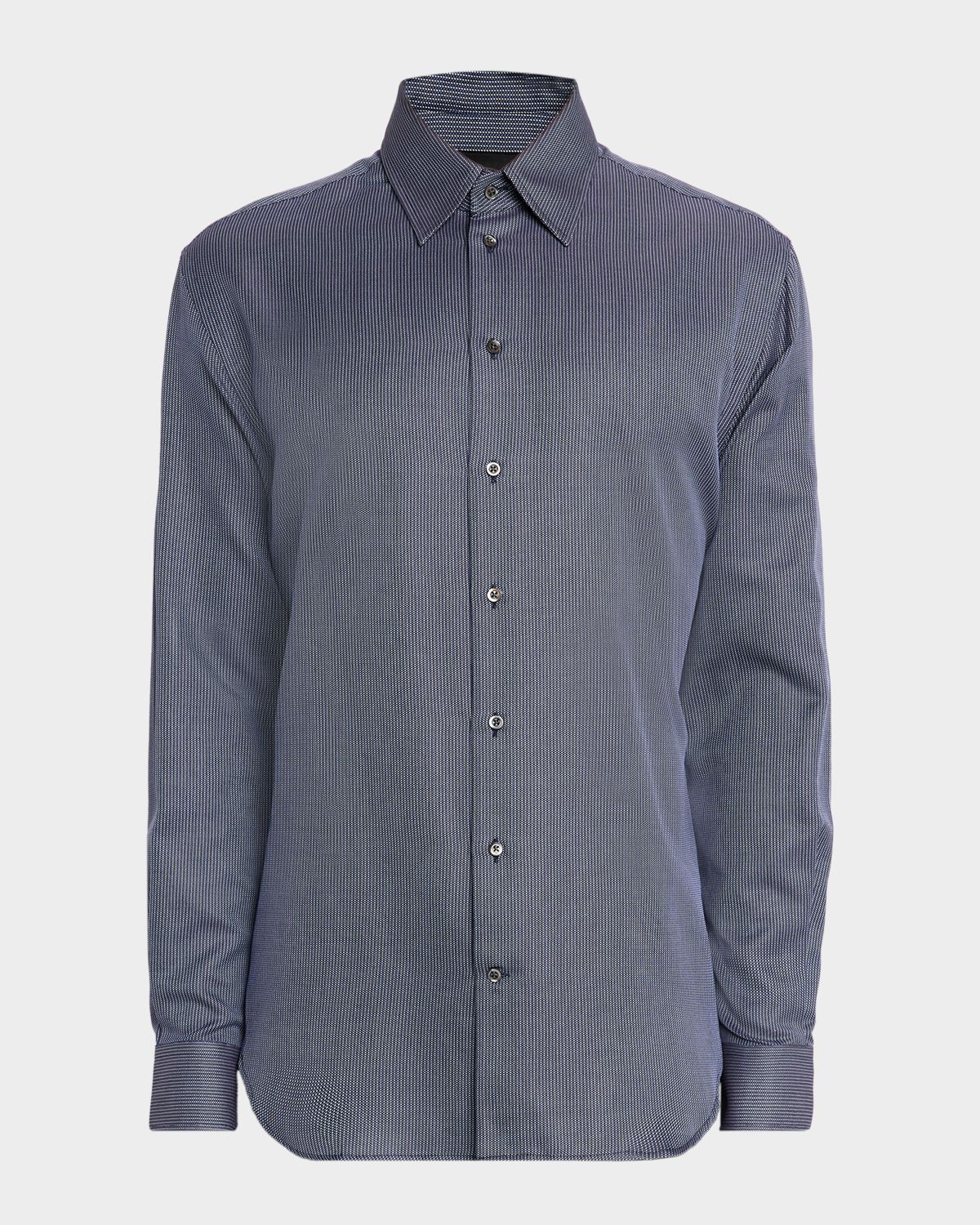 Emporio Armani Men 's Micro-Dot Cotton Modern Fit Sport Shirt | Thumbnail 6 Emporio Armani Men 's Micro-Dot Cotton Modern Fit Sport Shirt | Thumbnail 6