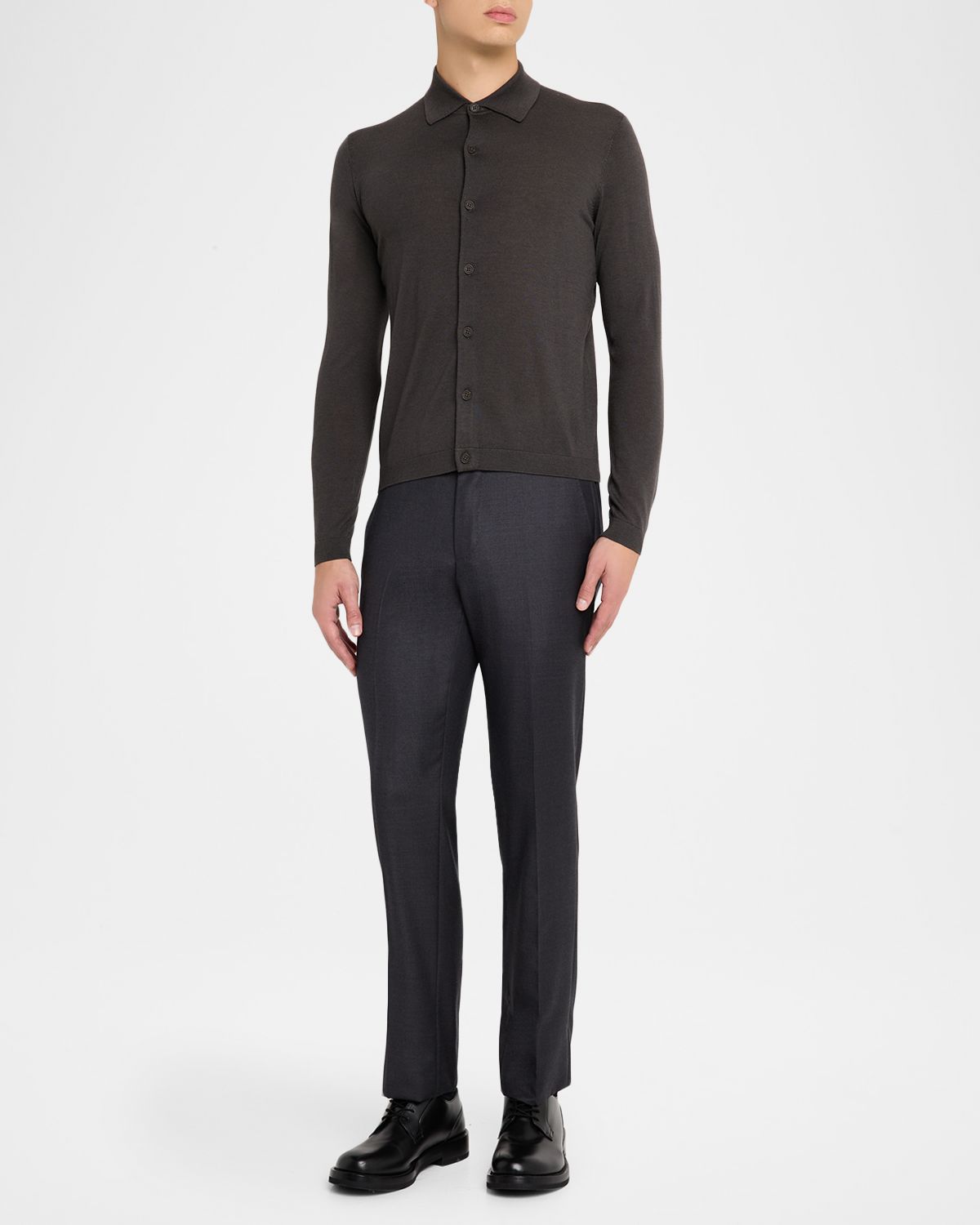 Emporio Armani Men 's Grey Wool Collared Cardigan | Thumbnail 6 Emporio Armani Men 's Grey Wool Collared Cardigan | Thumbnail 6