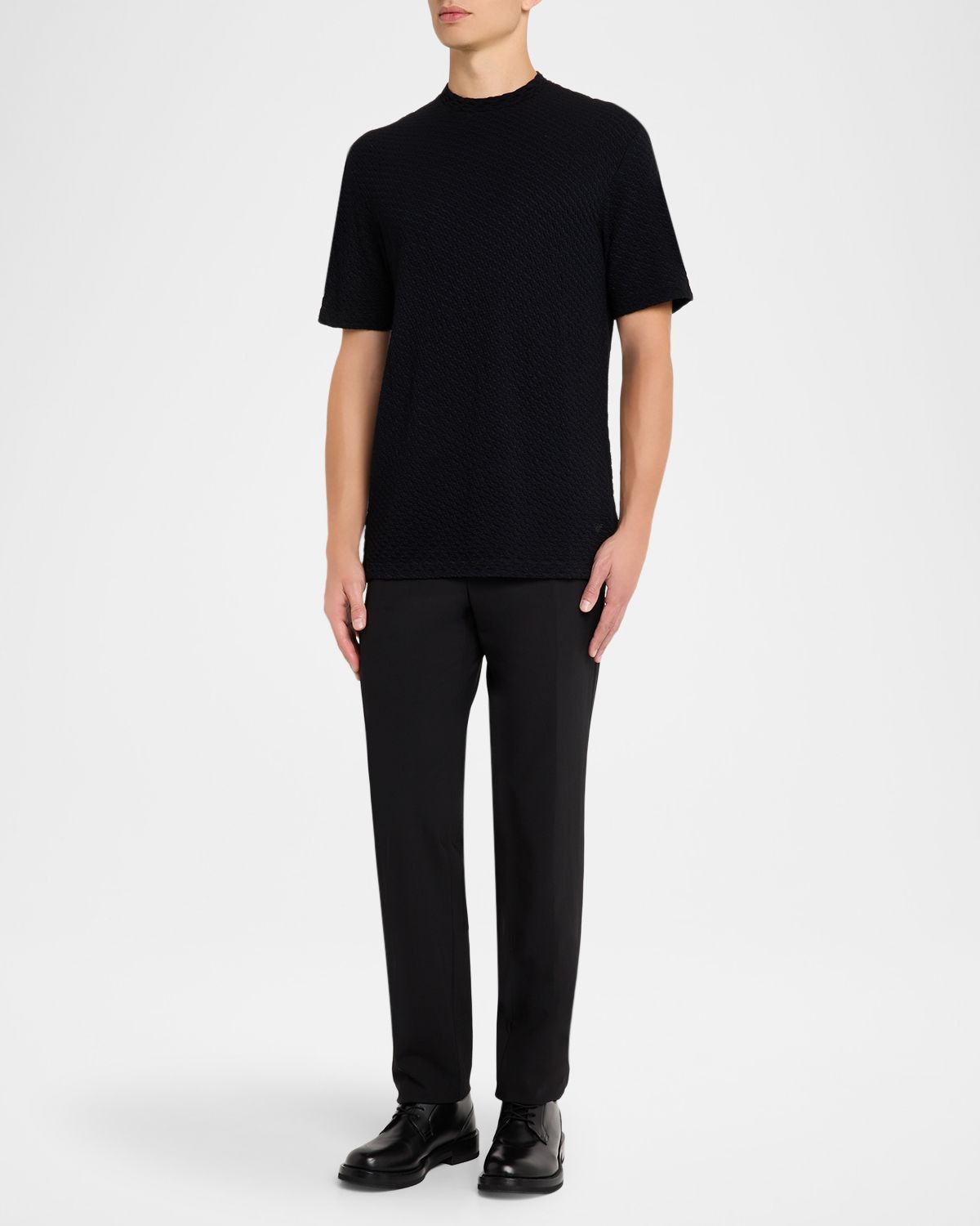Emporio Armani Men 's Textured Crewneck T-Shirt | Thumbnail 5 Emporio Armani Men 's Textured Crewneck T-Shirt | Thumbnail 5