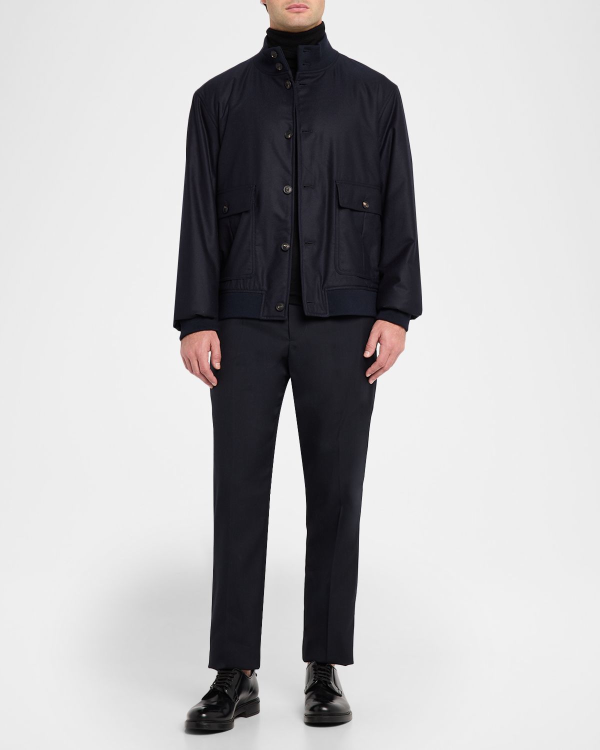 Emporio Armani Men 's Wool-Blend Stand Collar Bomber Jacket