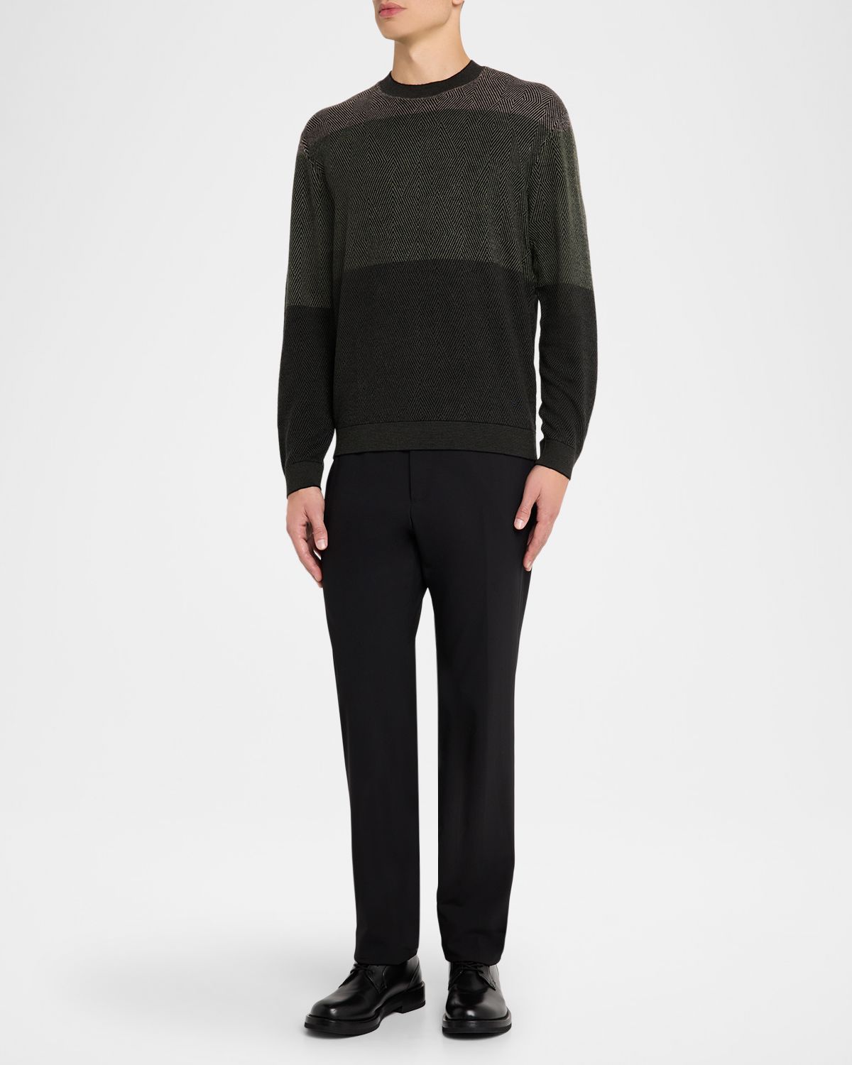 Emporio Armani Men 's Colorblock Geo Knit Crewneck Sweater