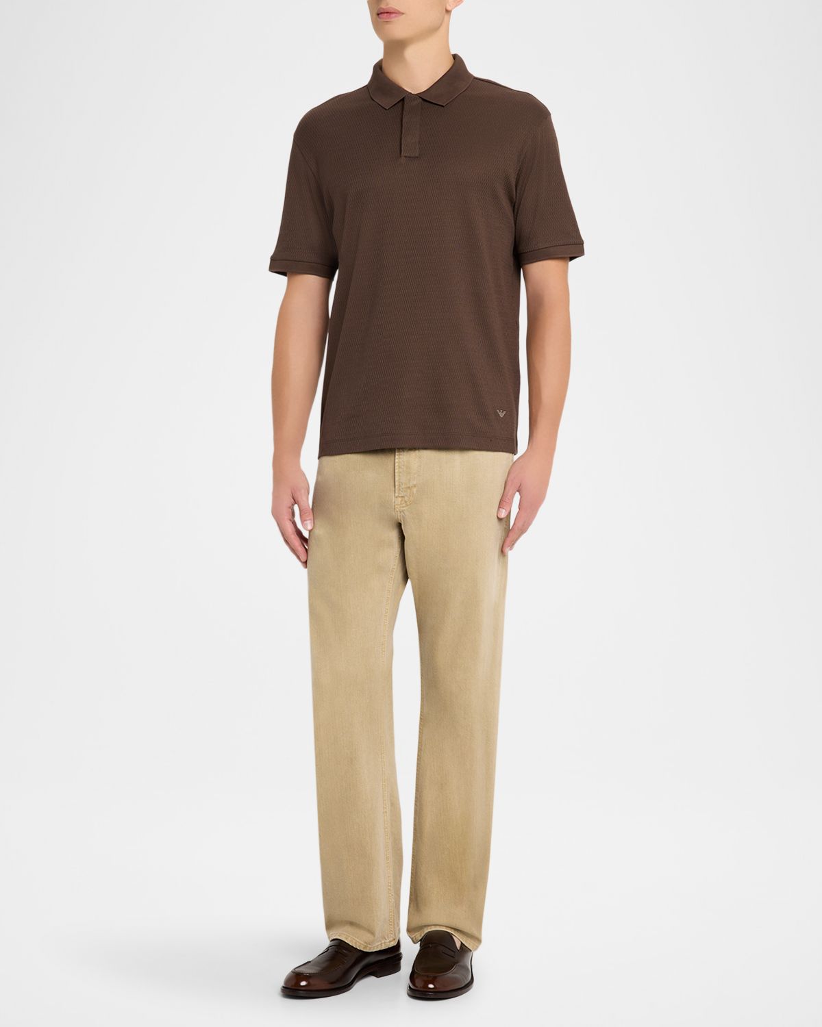 Emporio Armani Men 's Cotton Micro-Jacquard Polo Shirt | Thumbnail 5 Emporio Armani Men 's Cotton Micro-Jacquard Polo Shirt | Thumbnail 5