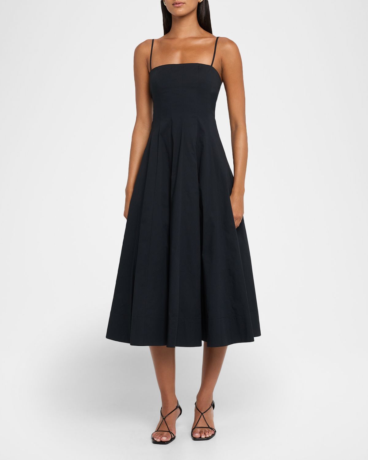 STAUD Wylie Paneled Poplin Midi Dress