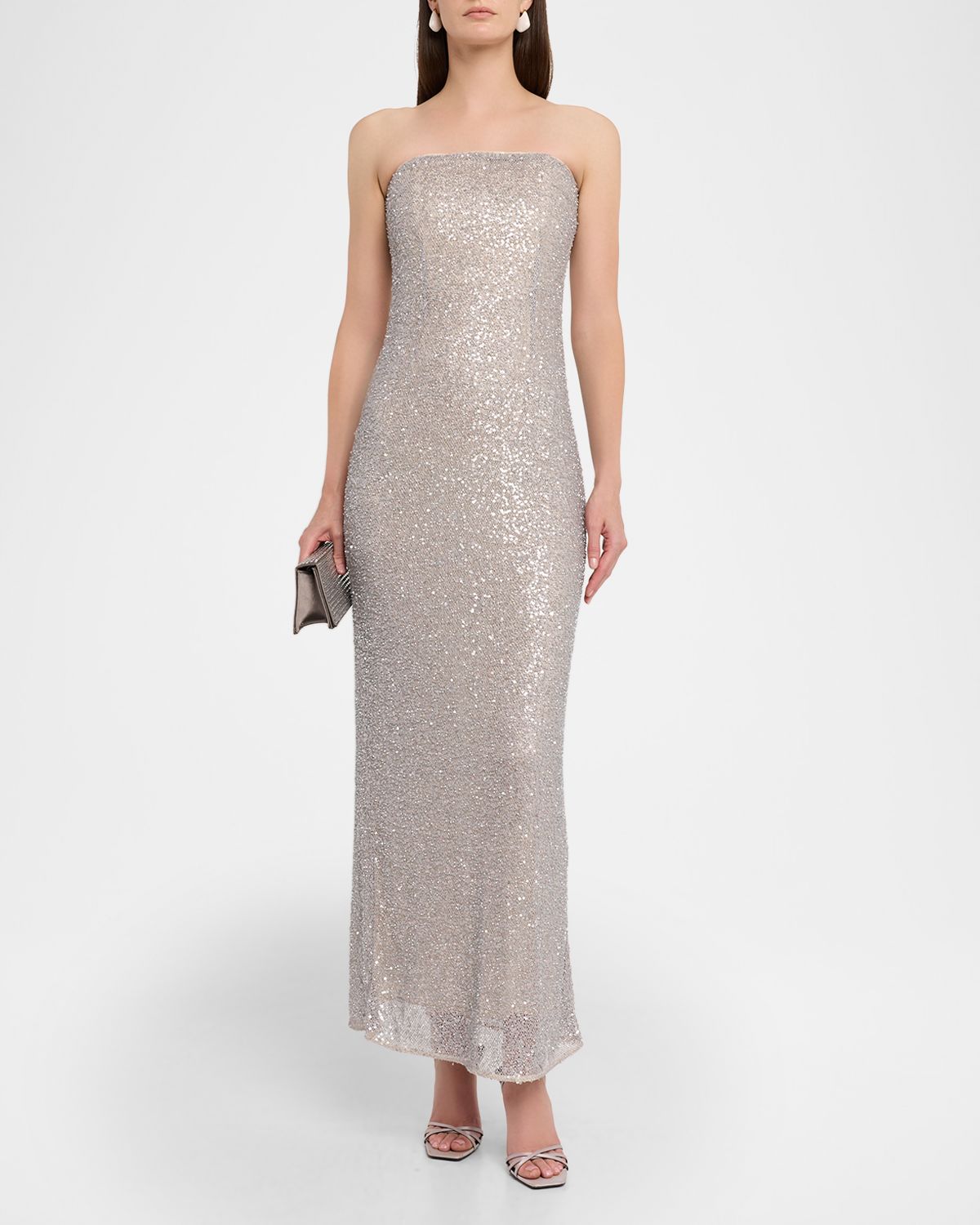 SIMKHAI Xyla Strapless Sequin Column Gown