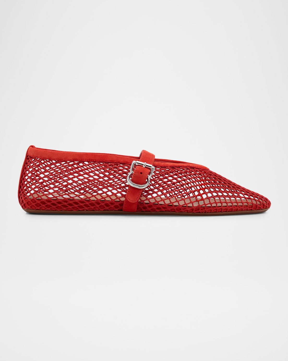 ALAIA Mesh Mary Jane Suede Ballerina Flats | Thumbnail 7