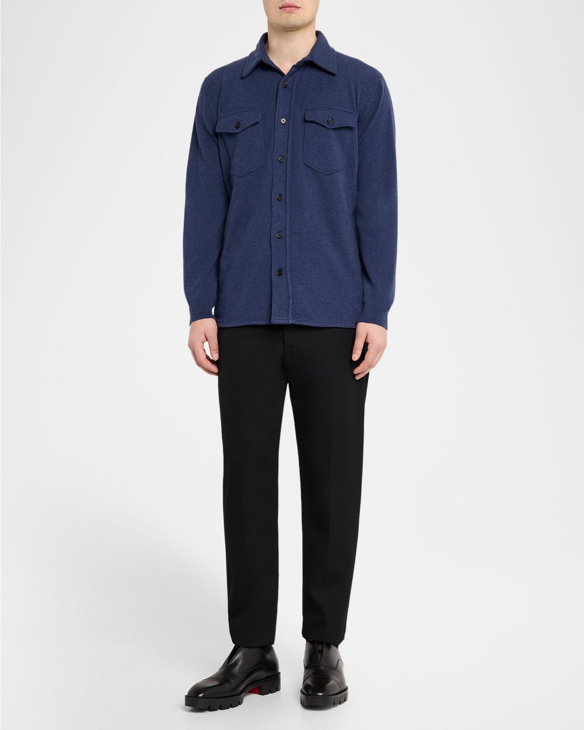 Bergdorf Goodman Men 's Wool and Cashmere Dual-Pocket Button-Down Shirt