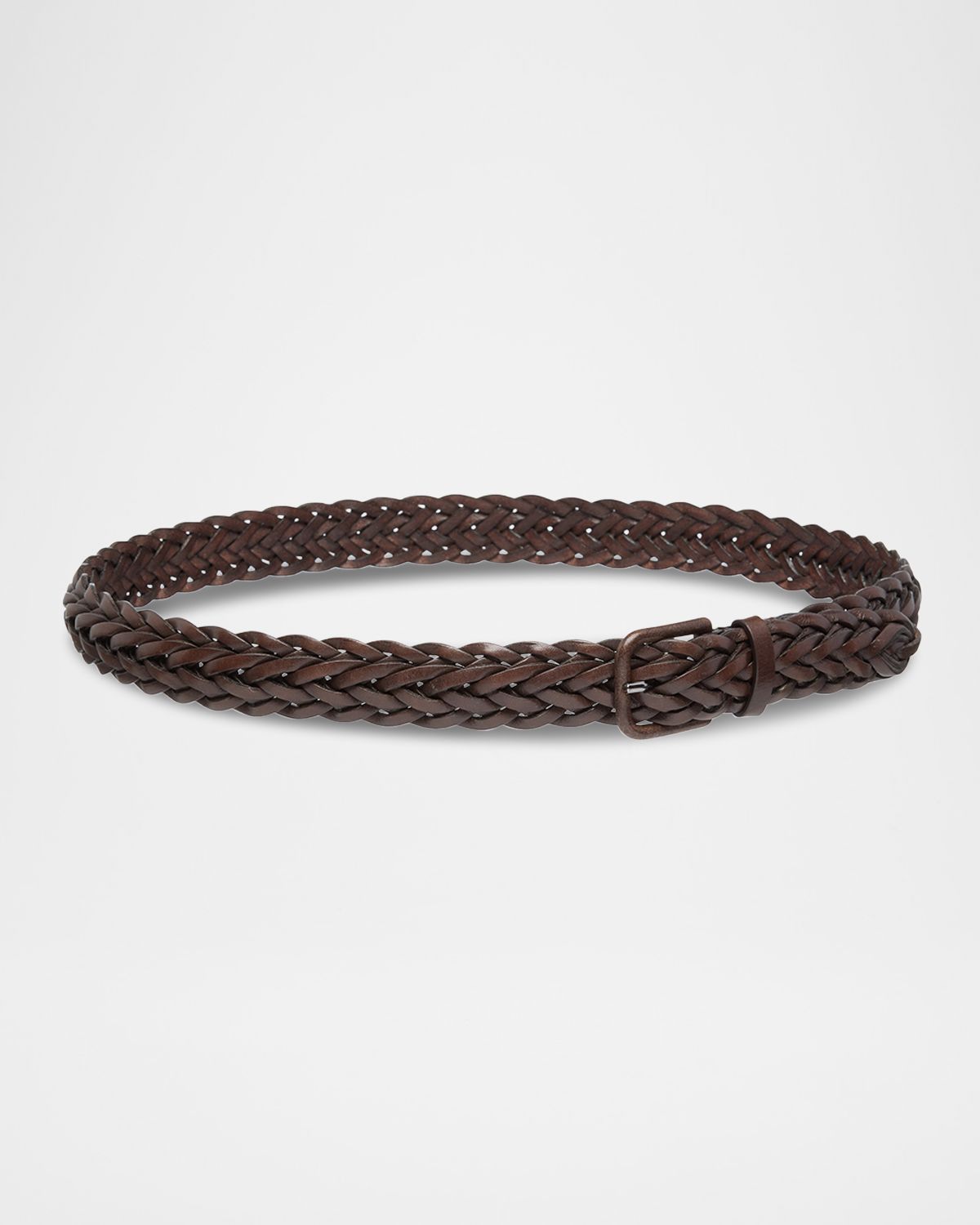 Giorgio Armani Men 's Covered-Buckle Braided Leather Belt