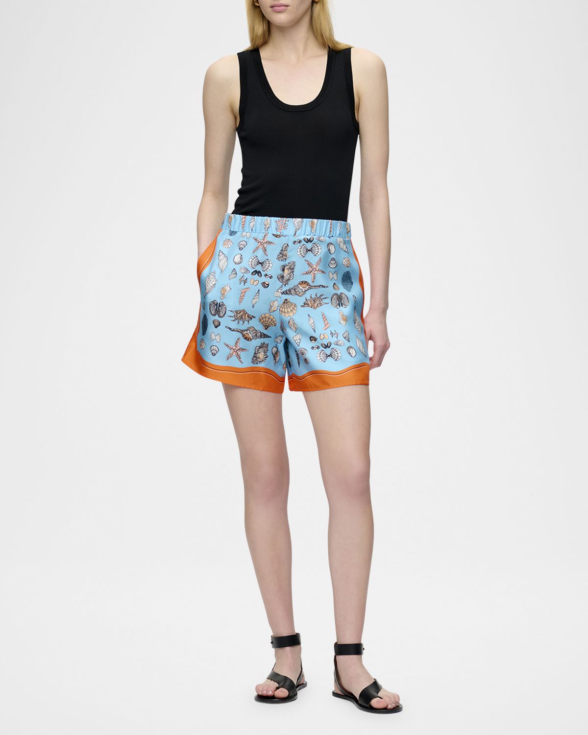 CALLAS Milano Juvia Seashell-Print Silk Shorts