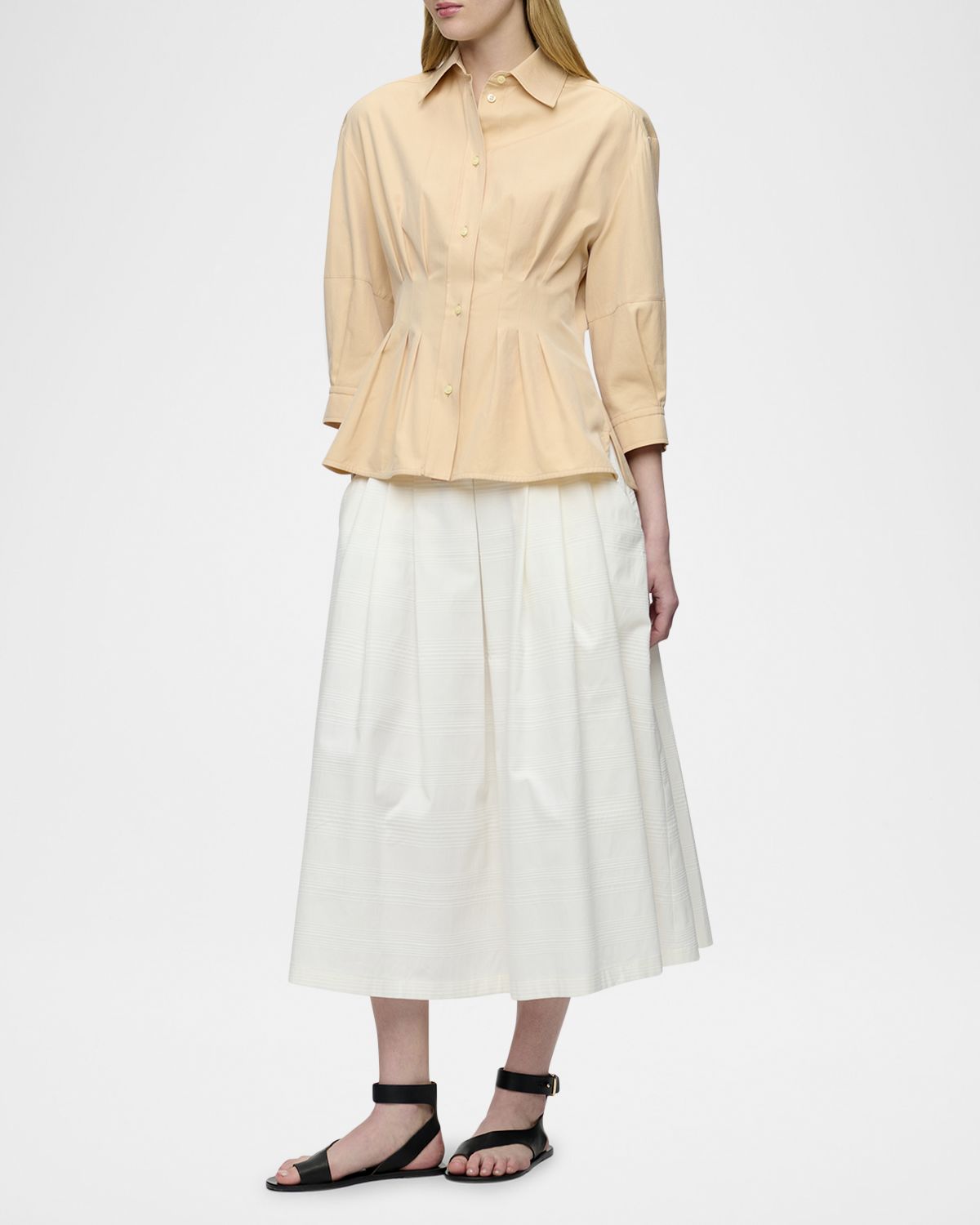 CALLAS Milano Rhessa Pleated Cotton Shirt
