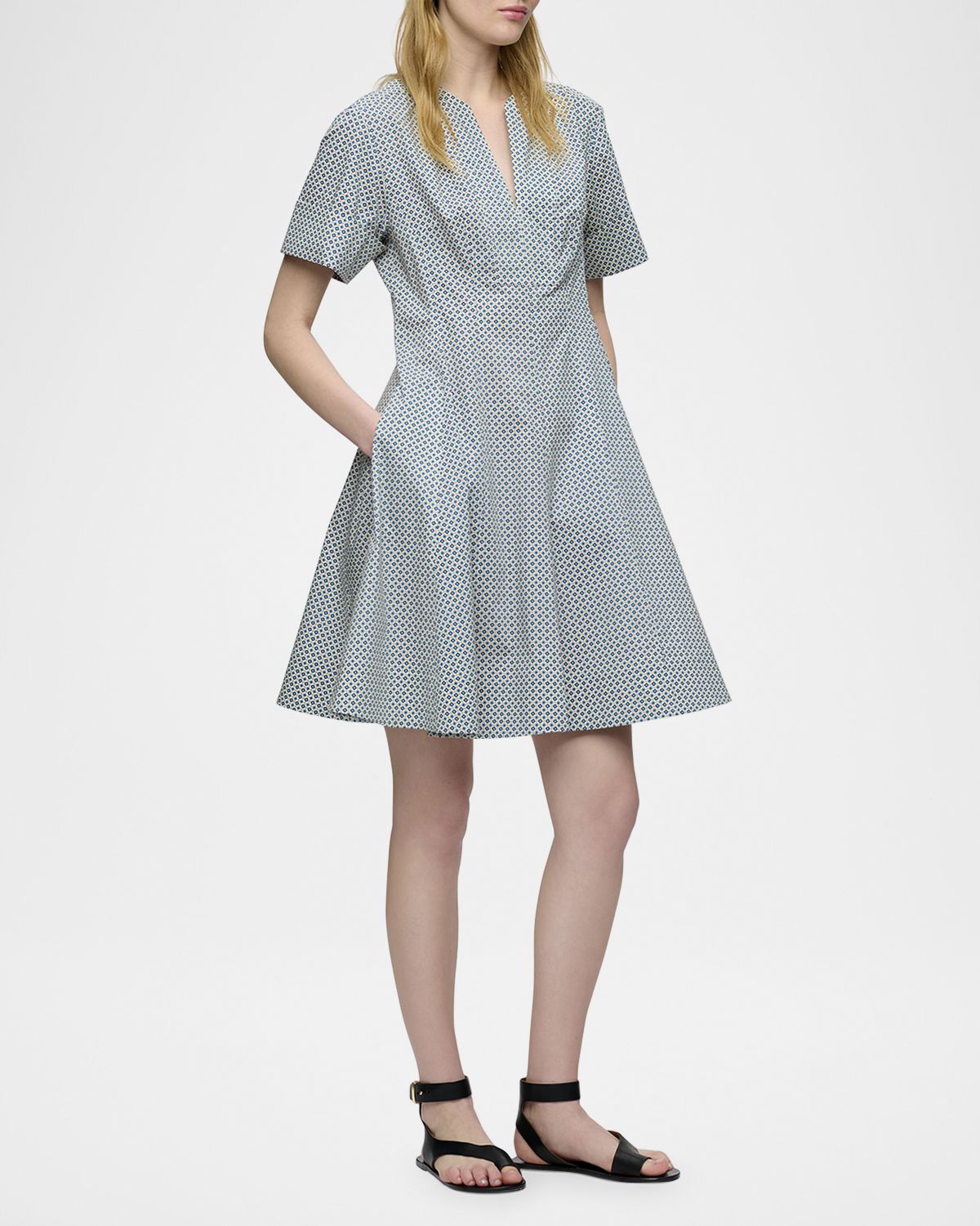 CALLAS Milano Sora Geometric-Print Mini Shirtdress