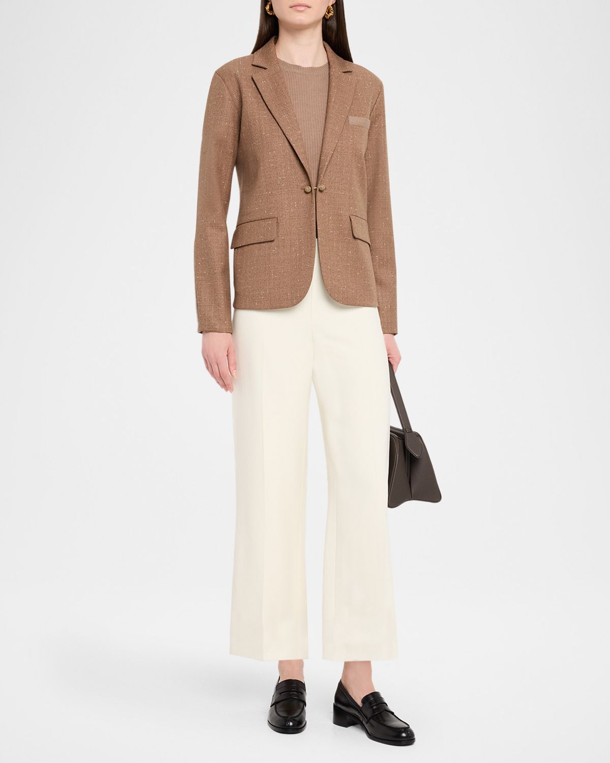 FABIANA FILIPPI Single-Button Mixed Media Blazer