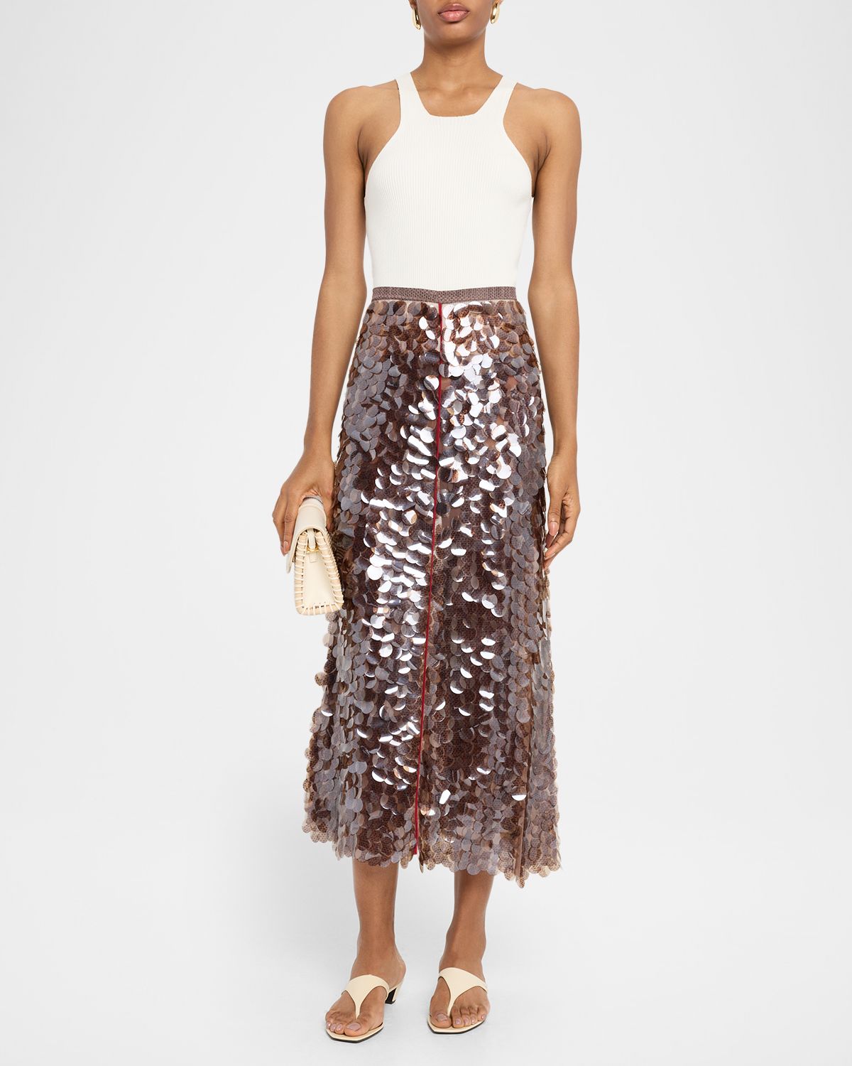 FABIANA FILIPPI Asymmetric Paillette Midi Skirt