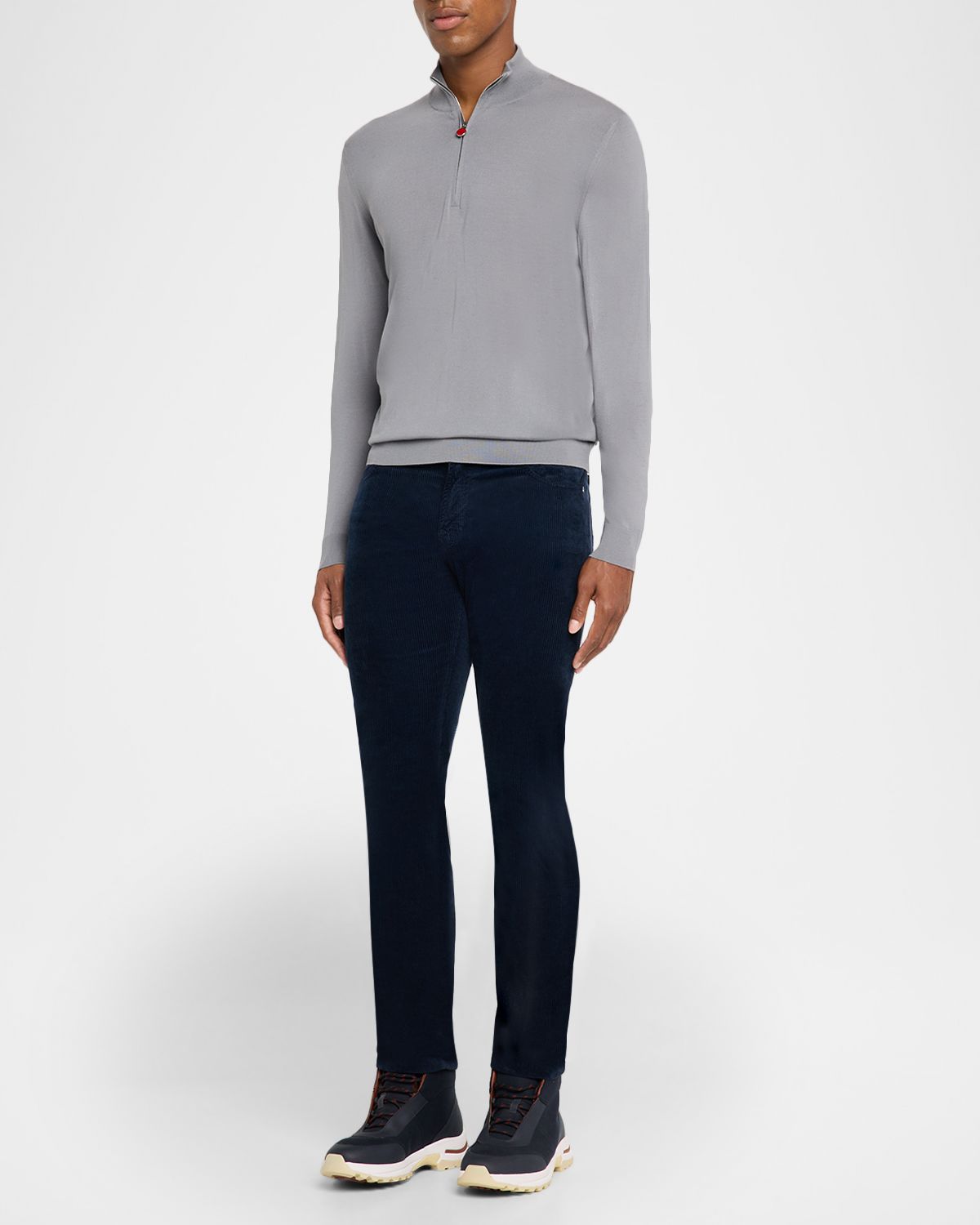 Kiton Men 's Wool Half-Zip Sweater
