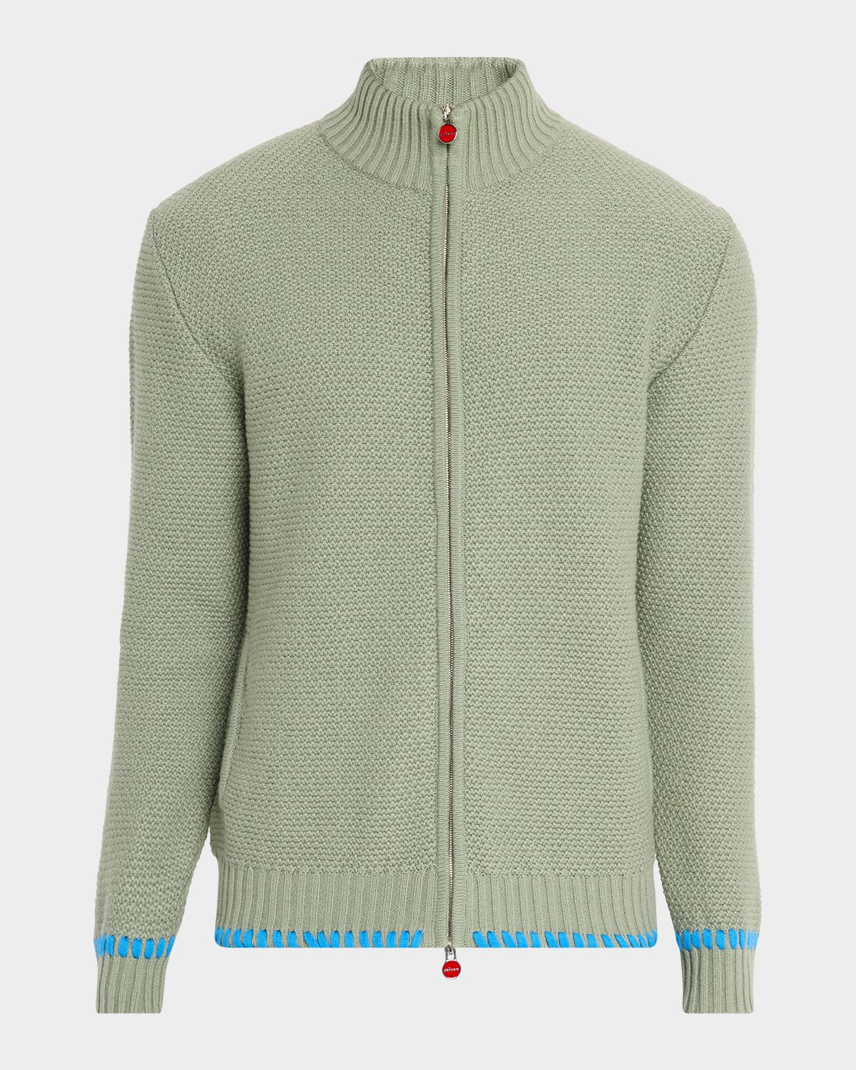 Kiton Men 's Cashmere Contrast-Weave Full-Zip Sweater