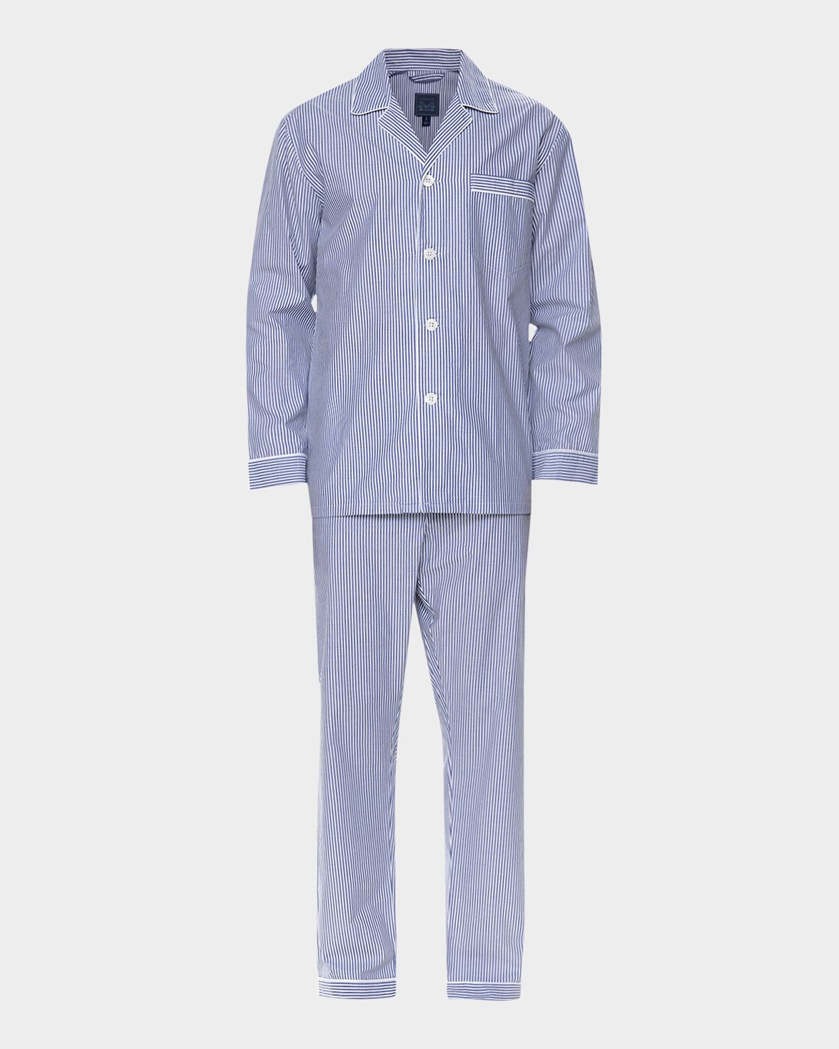 Majestic International Men 's Cotton Bengal Stripe Long Pajama Set