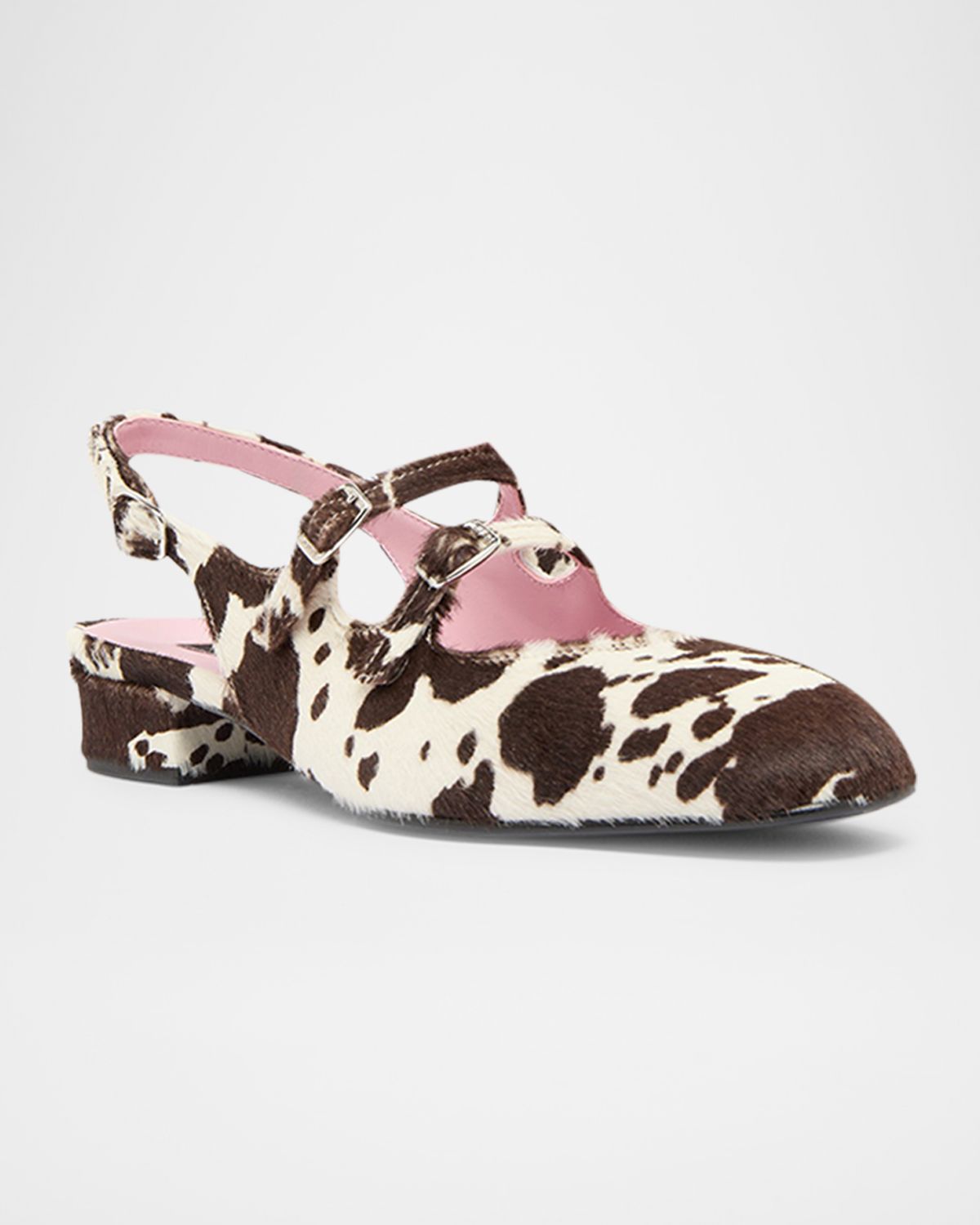 CAREL Peche Printed Calf Hair Mary Jane Slingback Ballerina Pumps