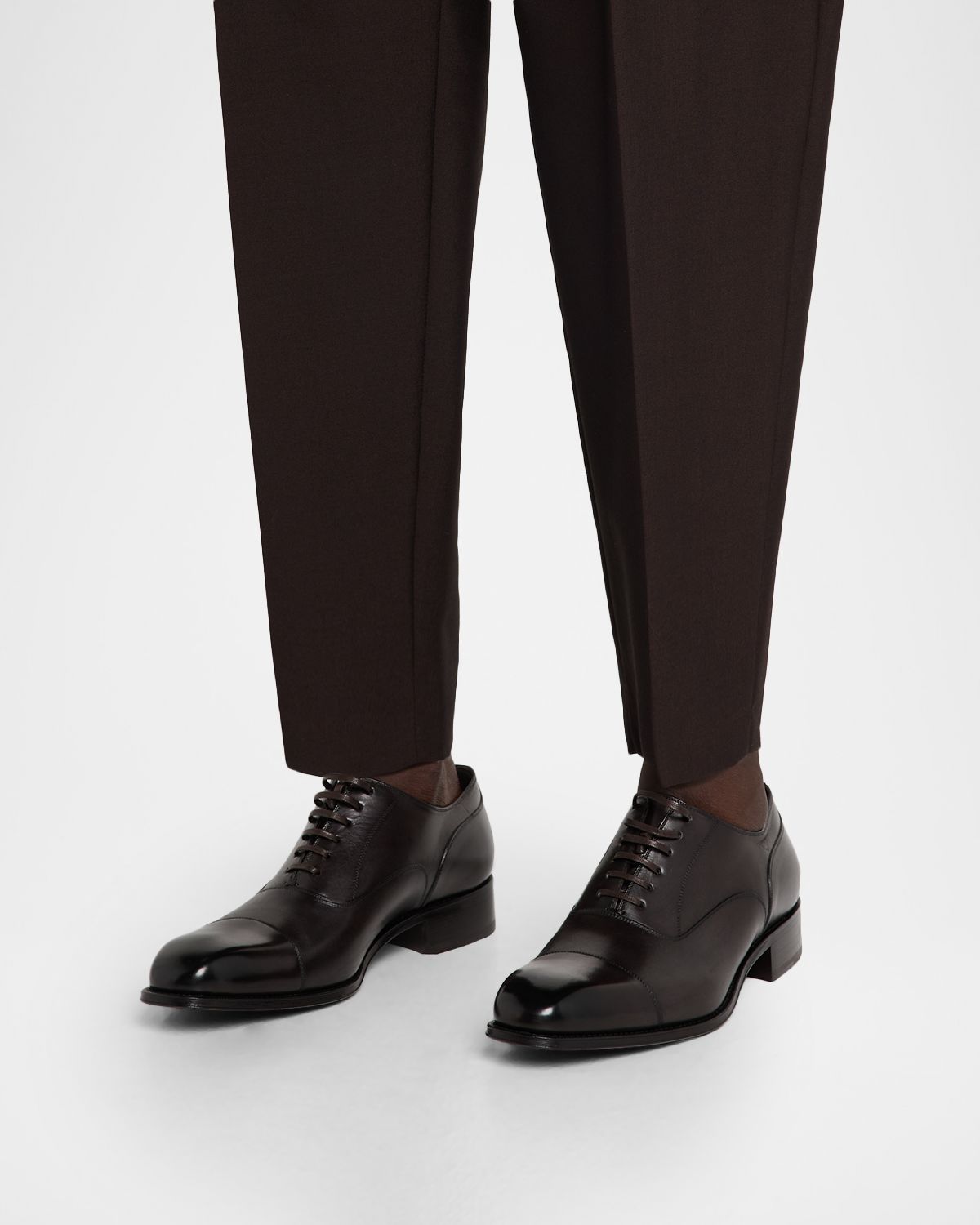TOM FORD Men 's Claydon Burnished Leather Derby Shoes