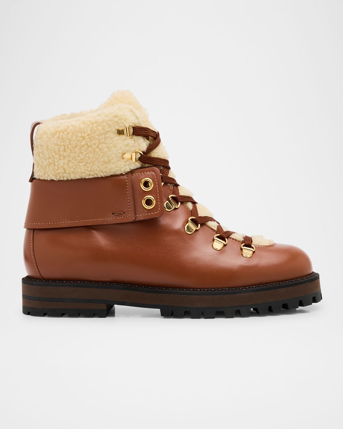 Odissi Heidi Faux Fur Leather Hiking Ankle Booties