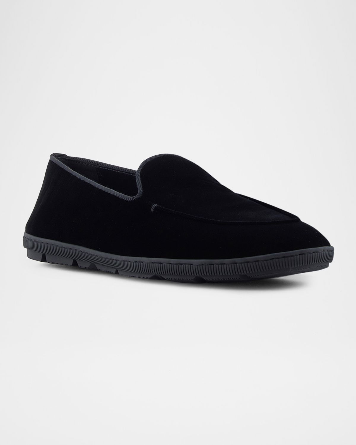 Giorgio Armani Men 's Velvet Rubber-Sole Slipper Loafers