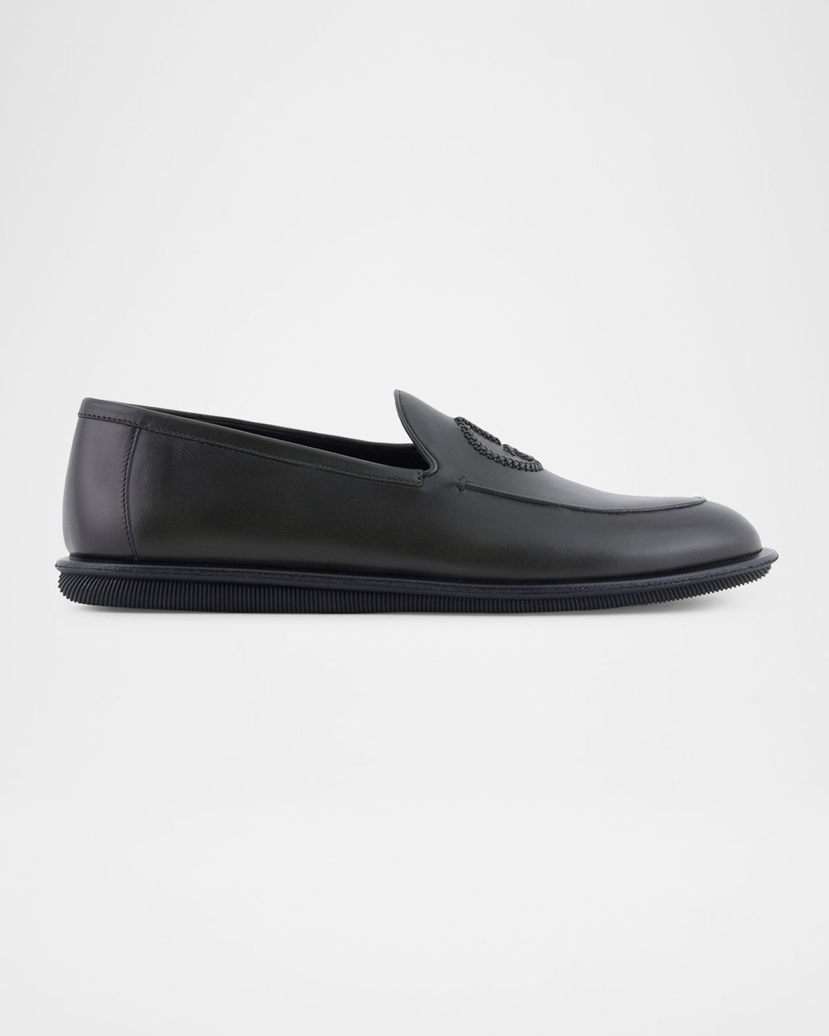 Giorgio Armani Men 's Leather Monogram Slipper Loafers