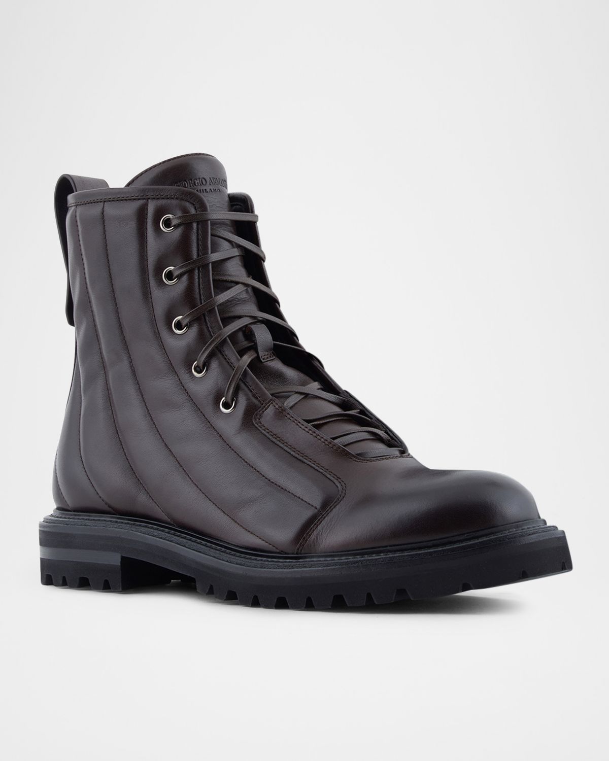 Giorgio Armani Men 's Quilted Leather Lace-Up Boots