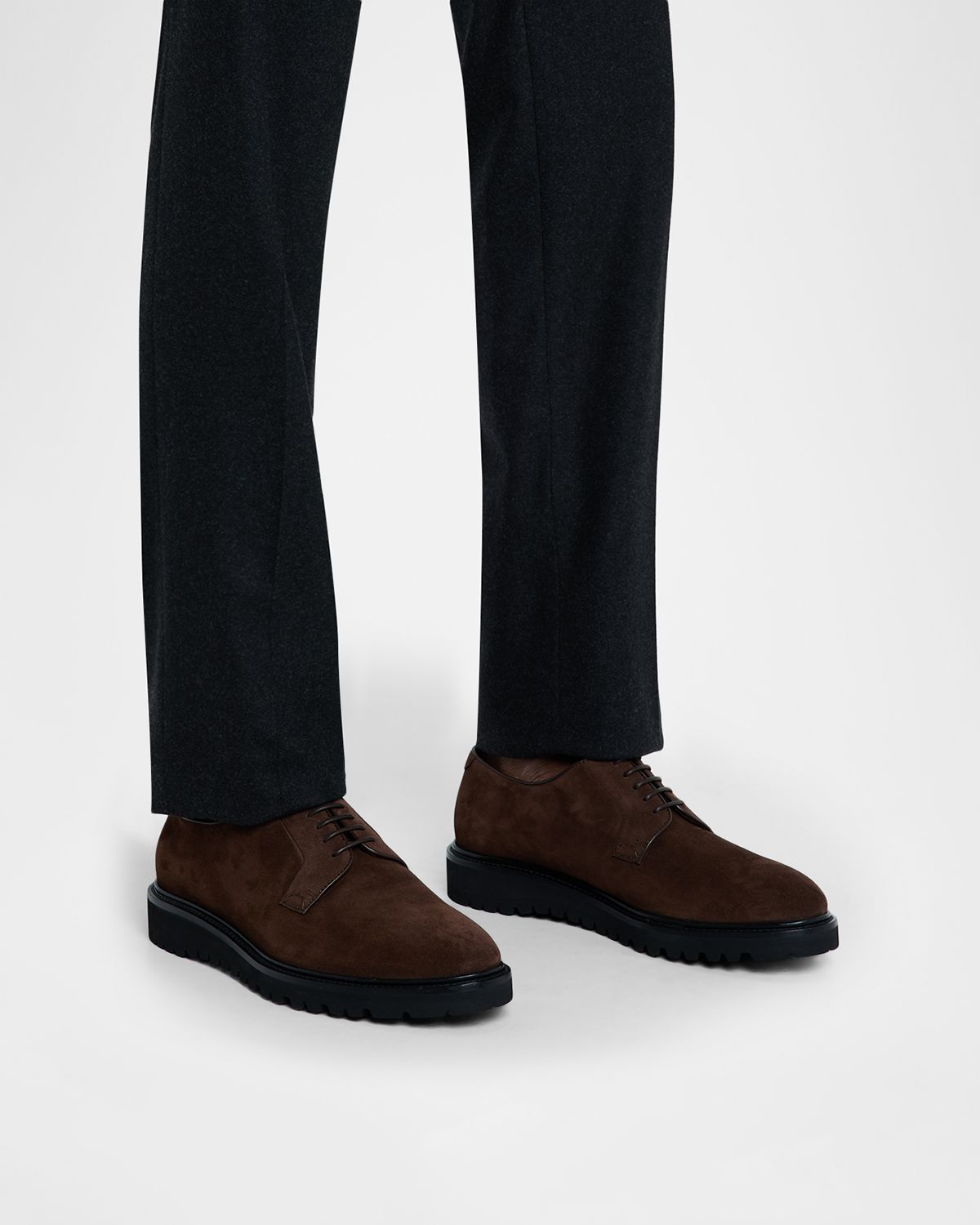 Giorgio Armani Men's Suede Rubber-Sole Derby Shoes