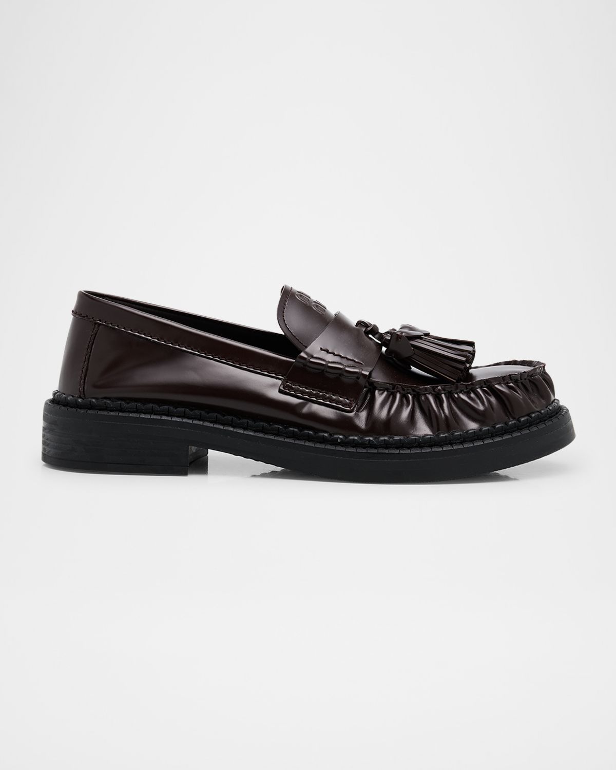 Miu Miu Spazzolato Leather Tassel Loafers