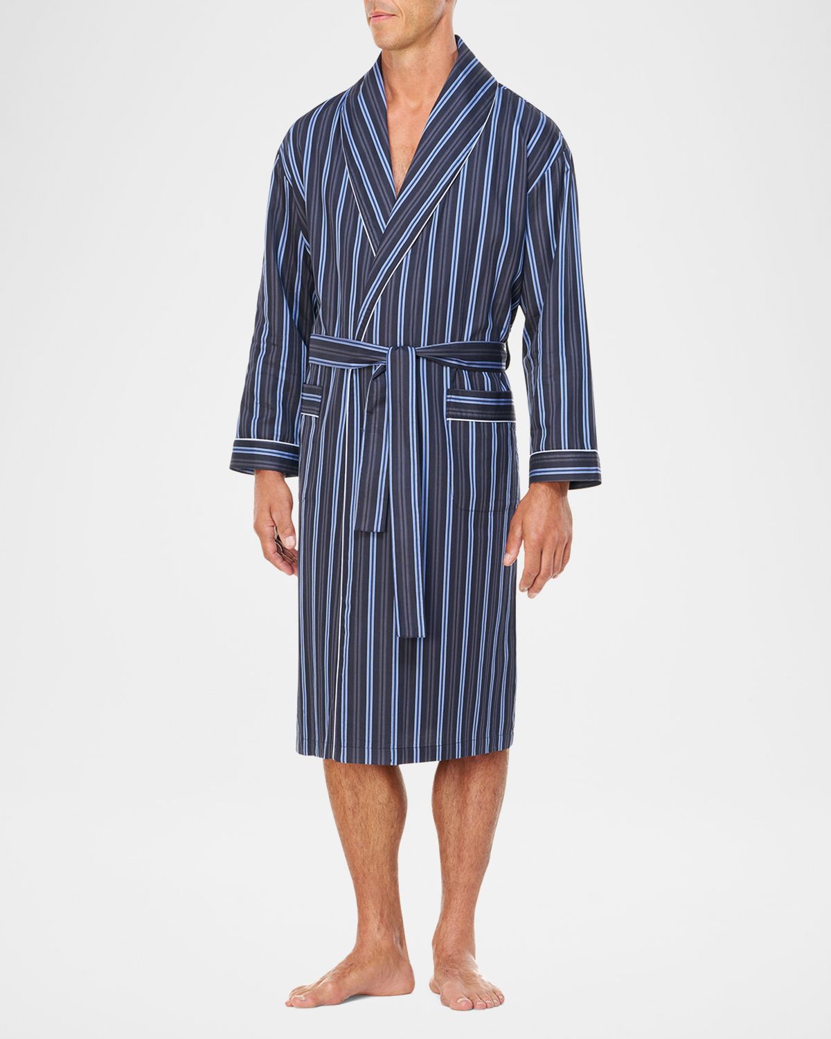 Majestic International Men 's Sateen Multi-Stripe Shawl Robe