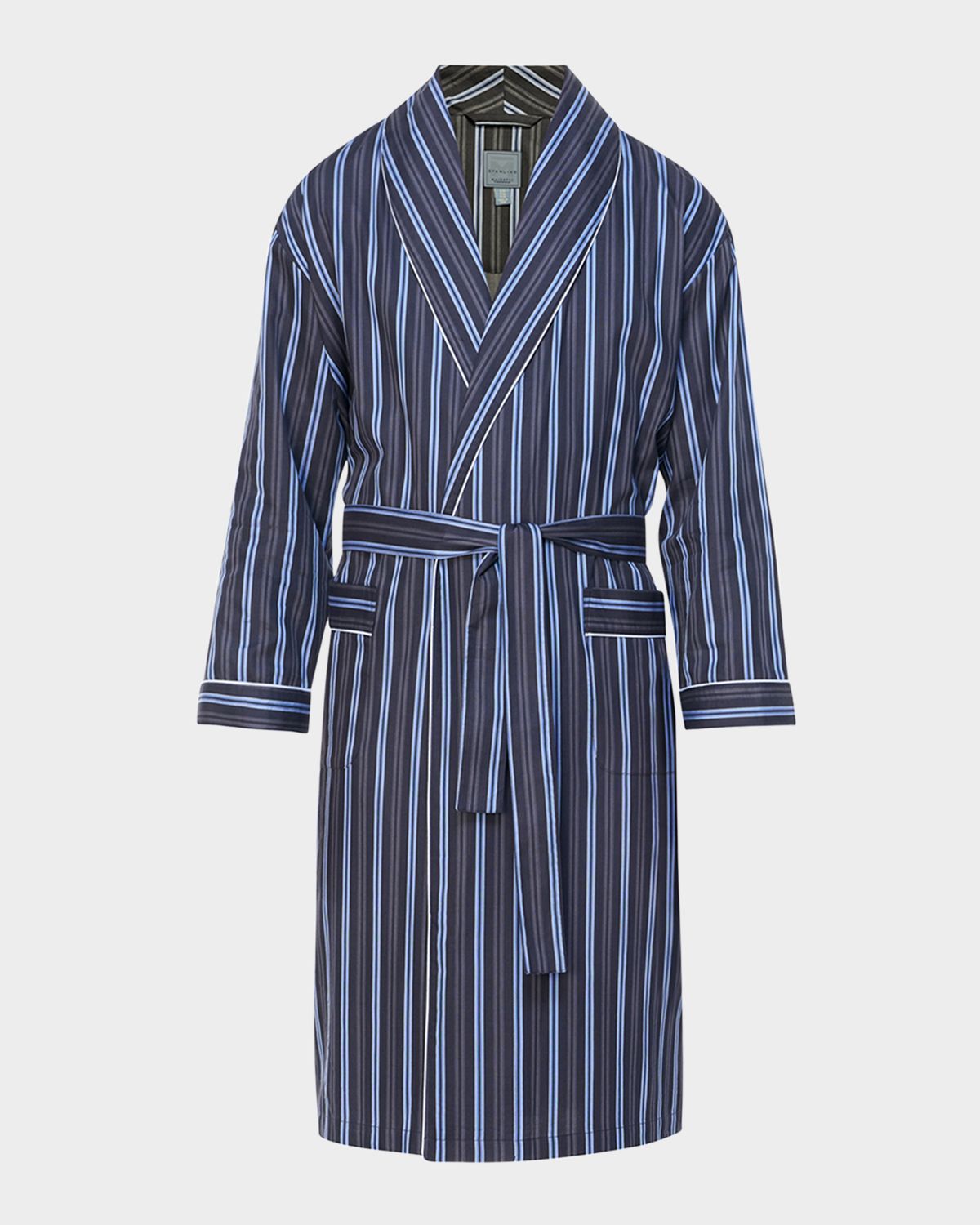 Majestic International Men 's Sateen Multi-Stripe Shawl Robe