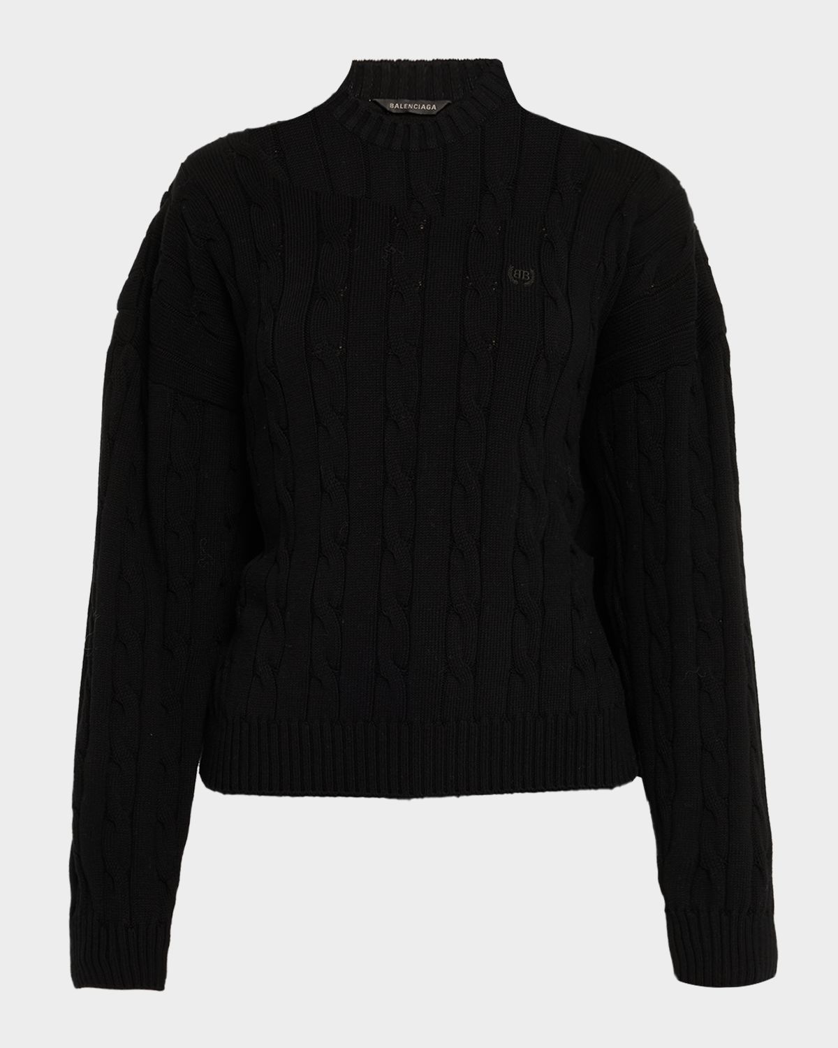 Balenciaga Cable-Knit Crewneck Sweater