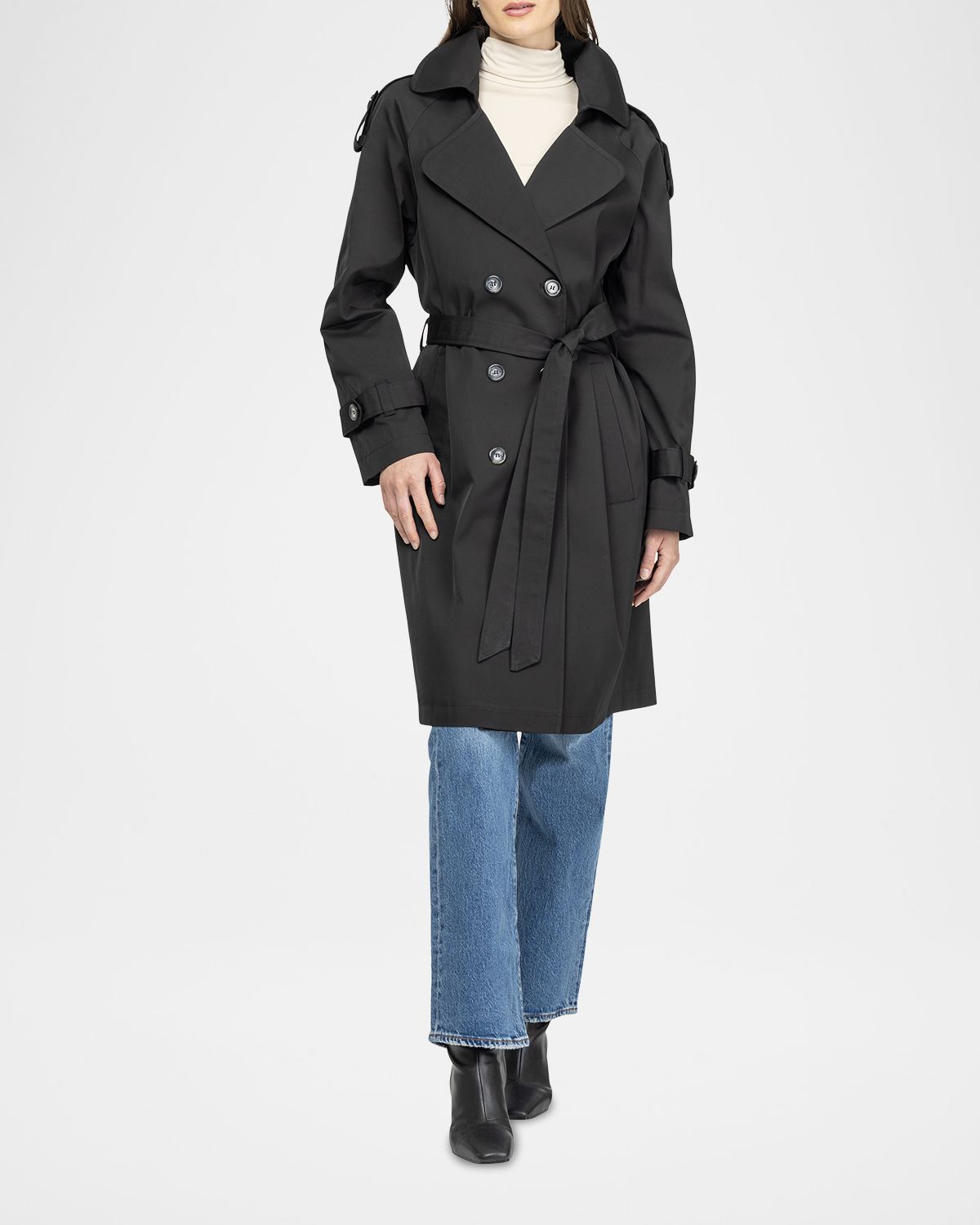 Gorski Lightweight Belted Double-Breasted Trench Coat