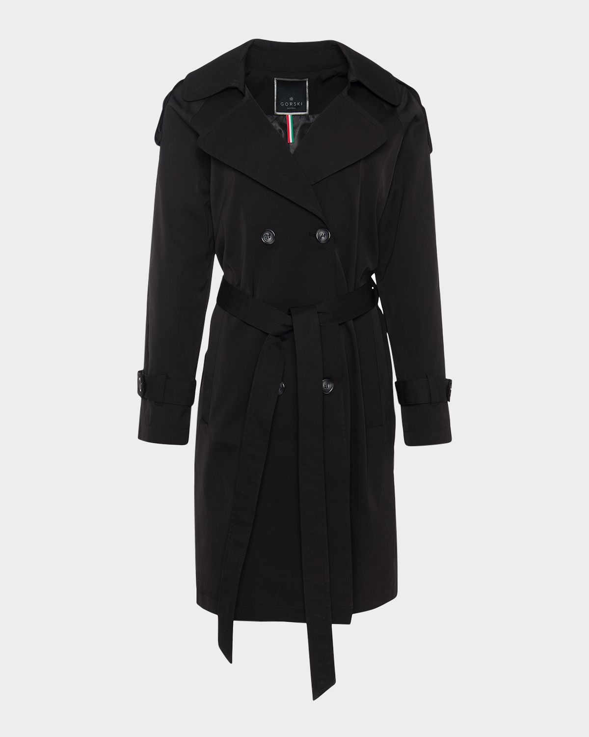 Gorski Lightweight Belted Double-Breasted Trench Coat