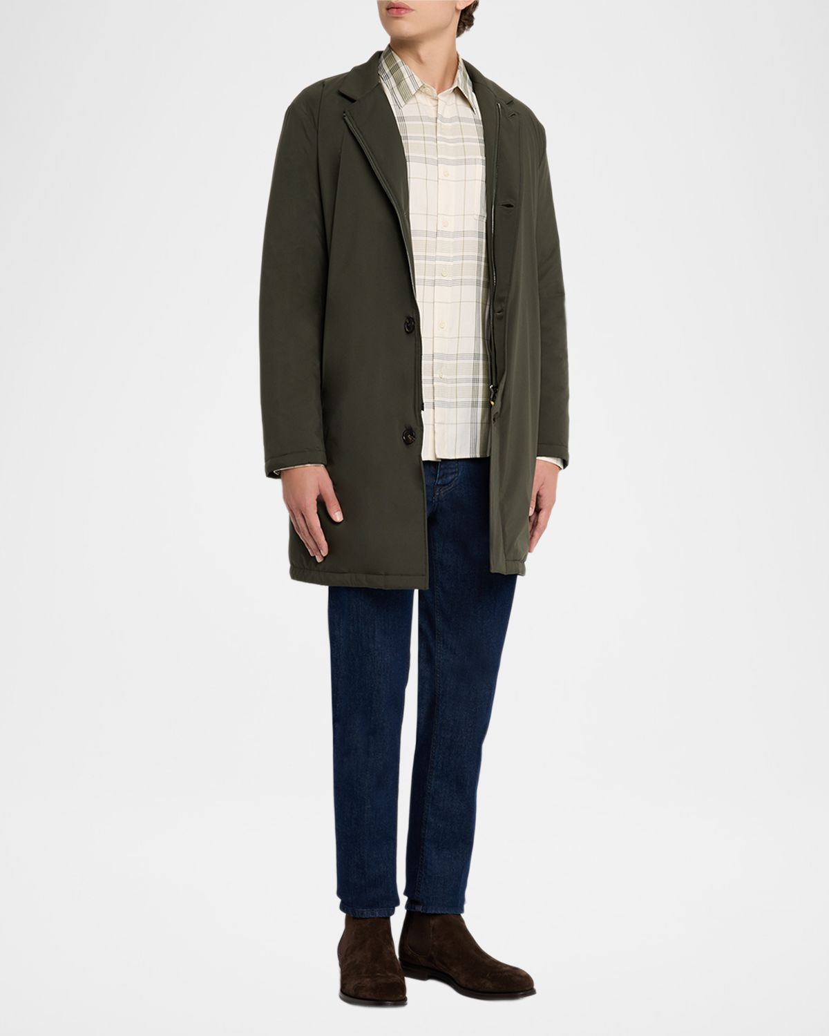Sartorio Men 's Concealed-Zip Raincoat | Thumbnail 5