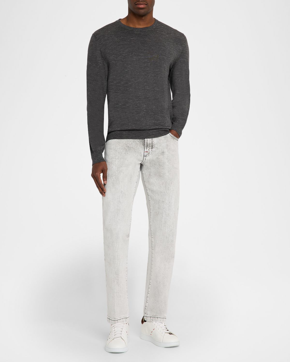 Kiton Men 's Cotton-Stretch Grey Wash Five-Pocket Pants