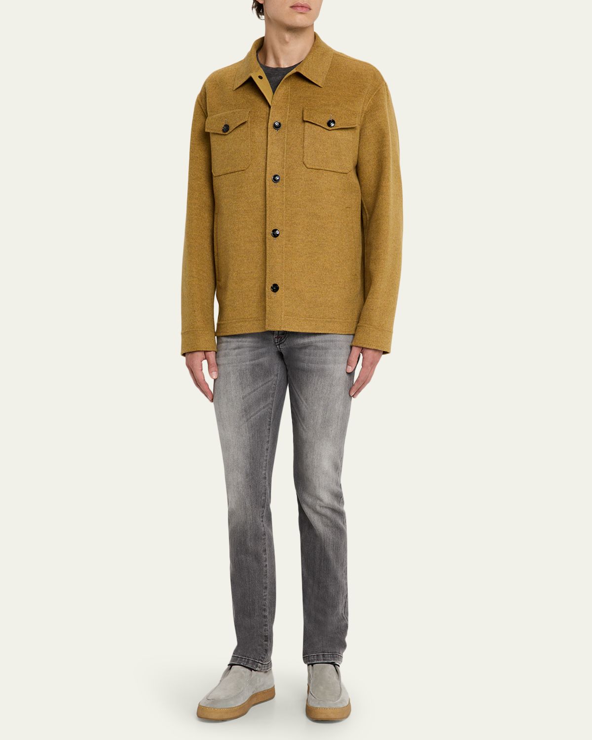 Kiton Men 's Wool and Cashmere Two-Pocket Overshirt