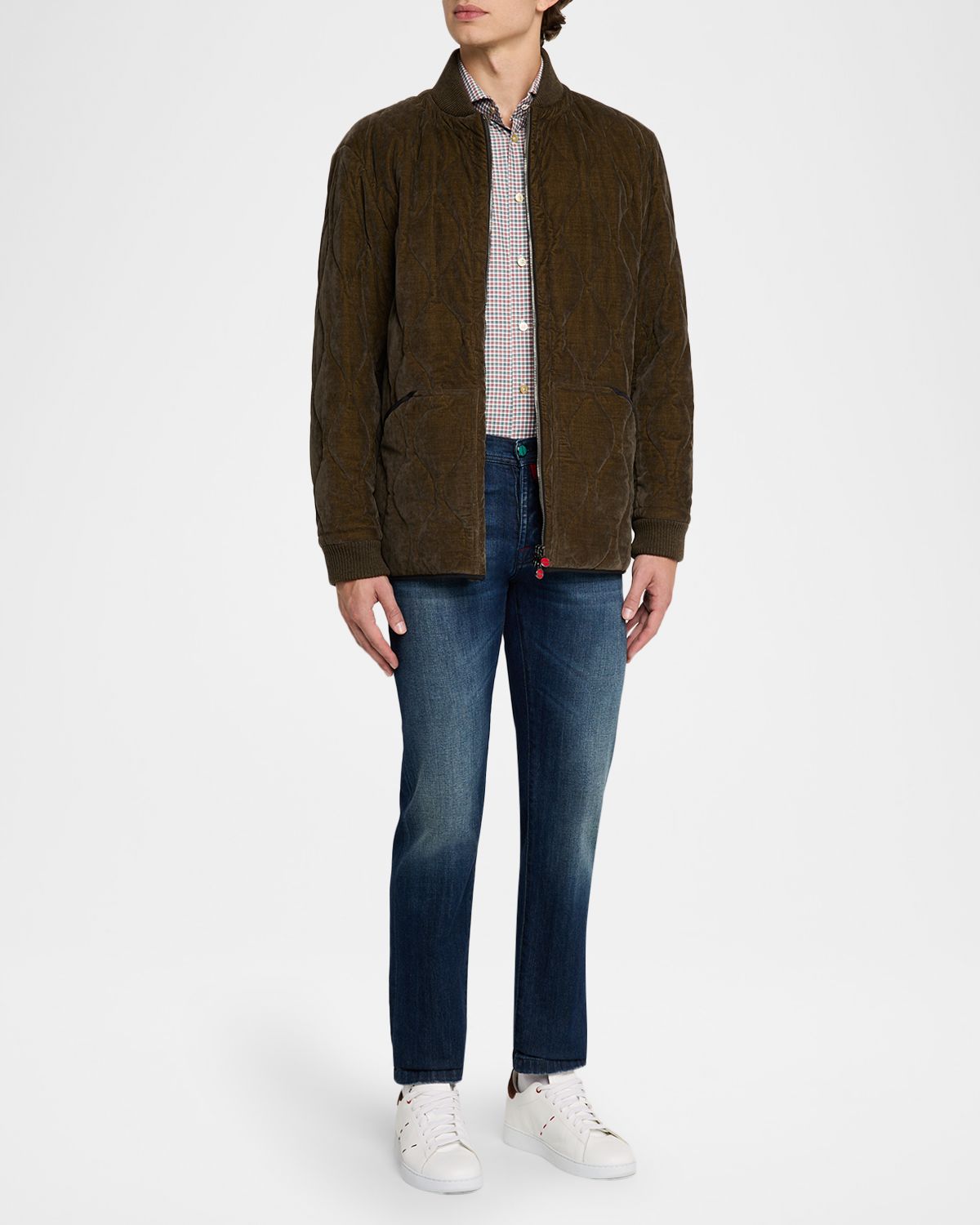 Kiton Men 's Quilted Bomber Jacket