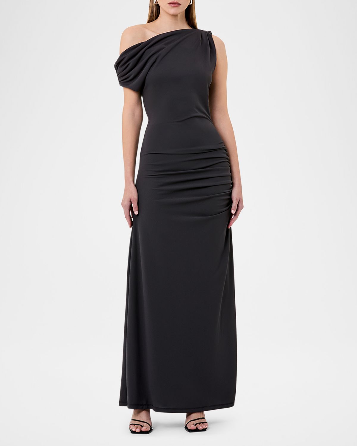 NICHOLAS Selma Ruched One-Shoulder Gown