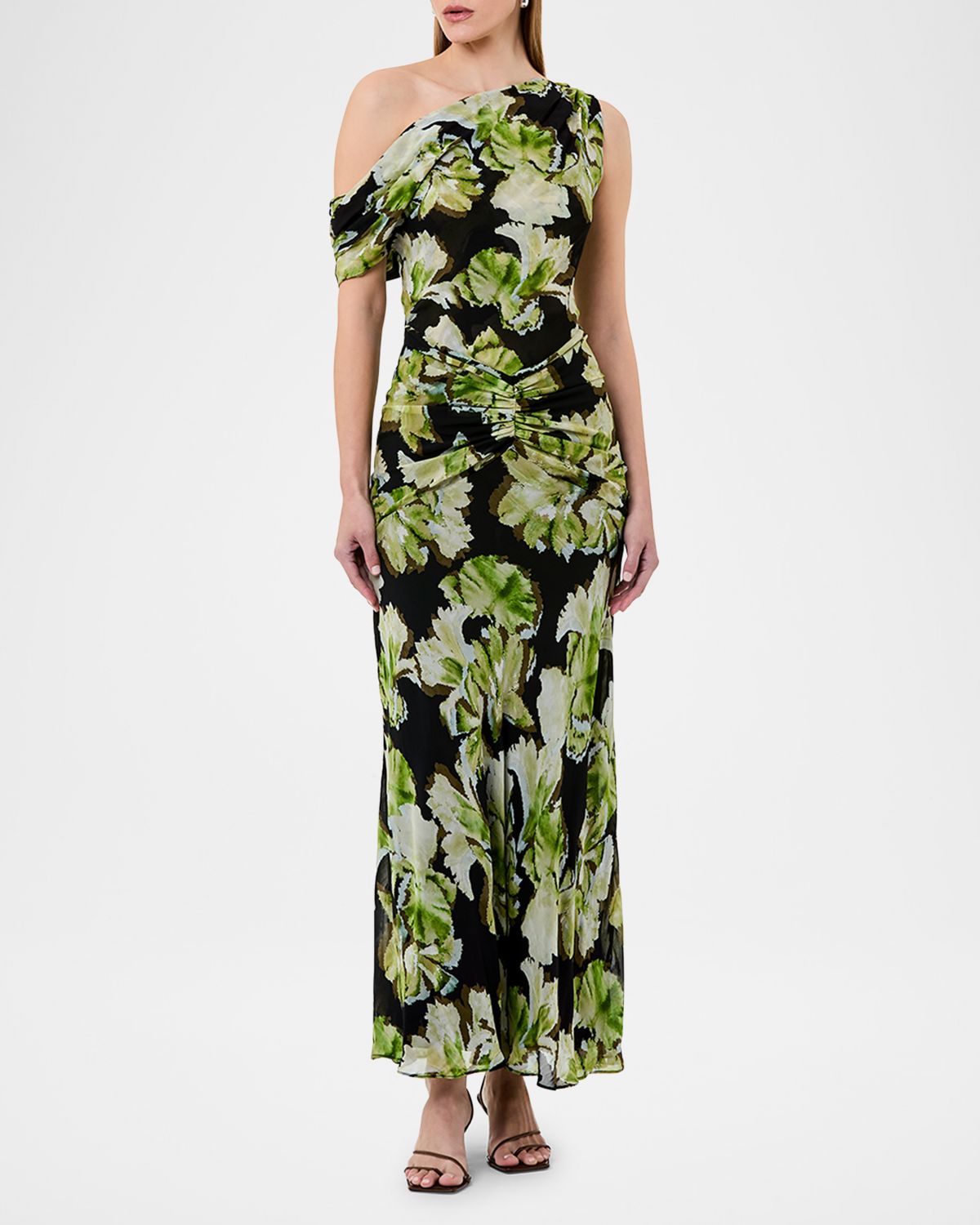 NICHOLAS Elza Gathered One-Shoulder Maxi Dress