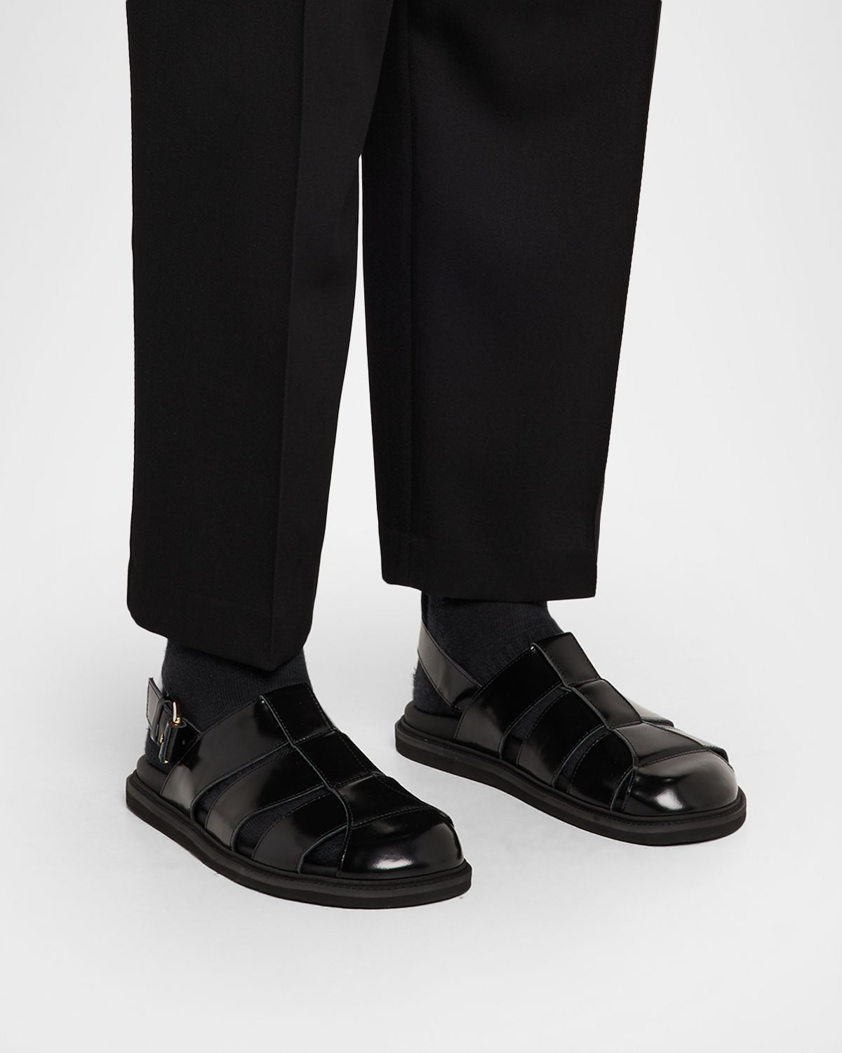 Moschino Men 's Leather Fisherman Sandals