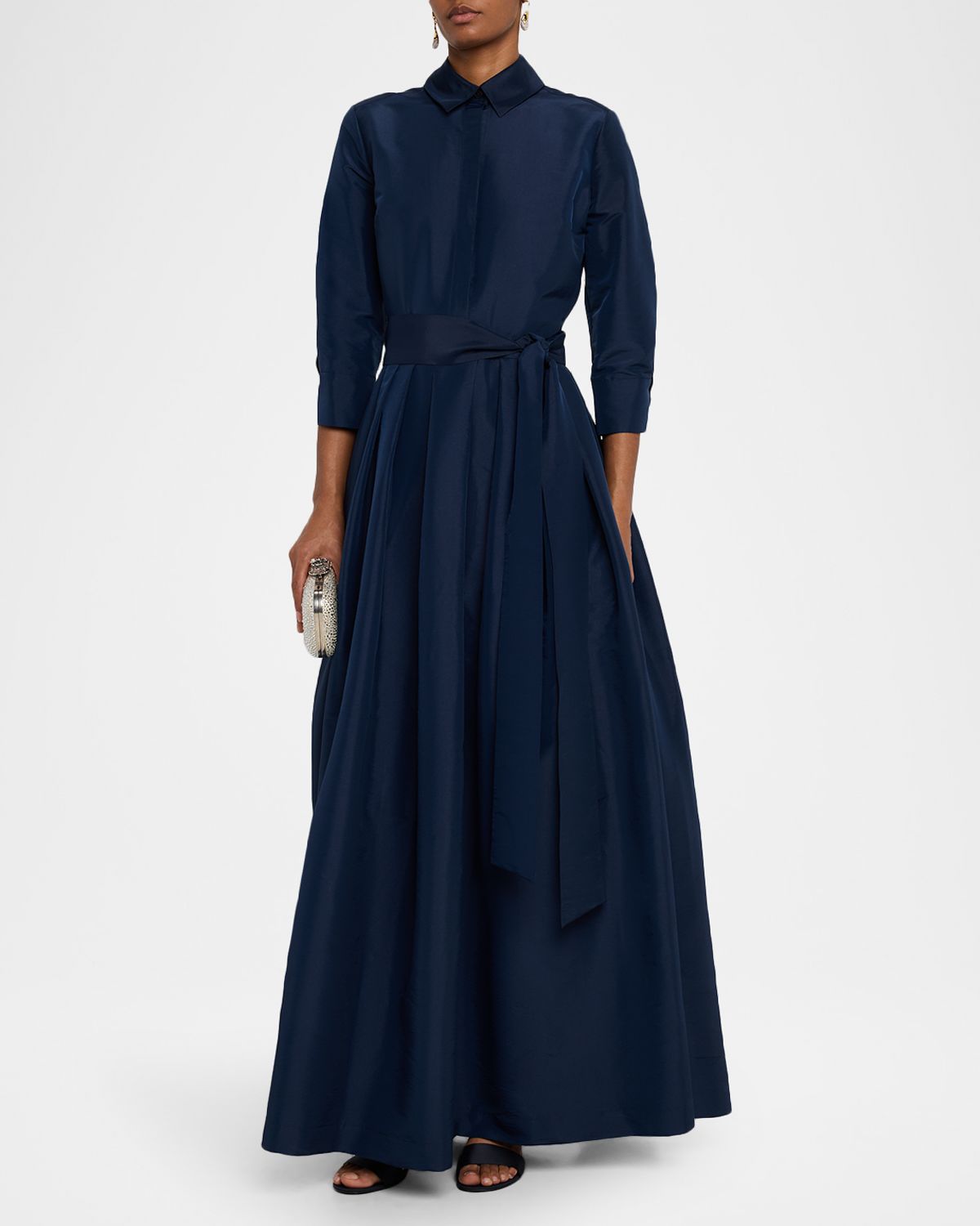 SIMKHAI Julip Pleated Tie-Waist Gown