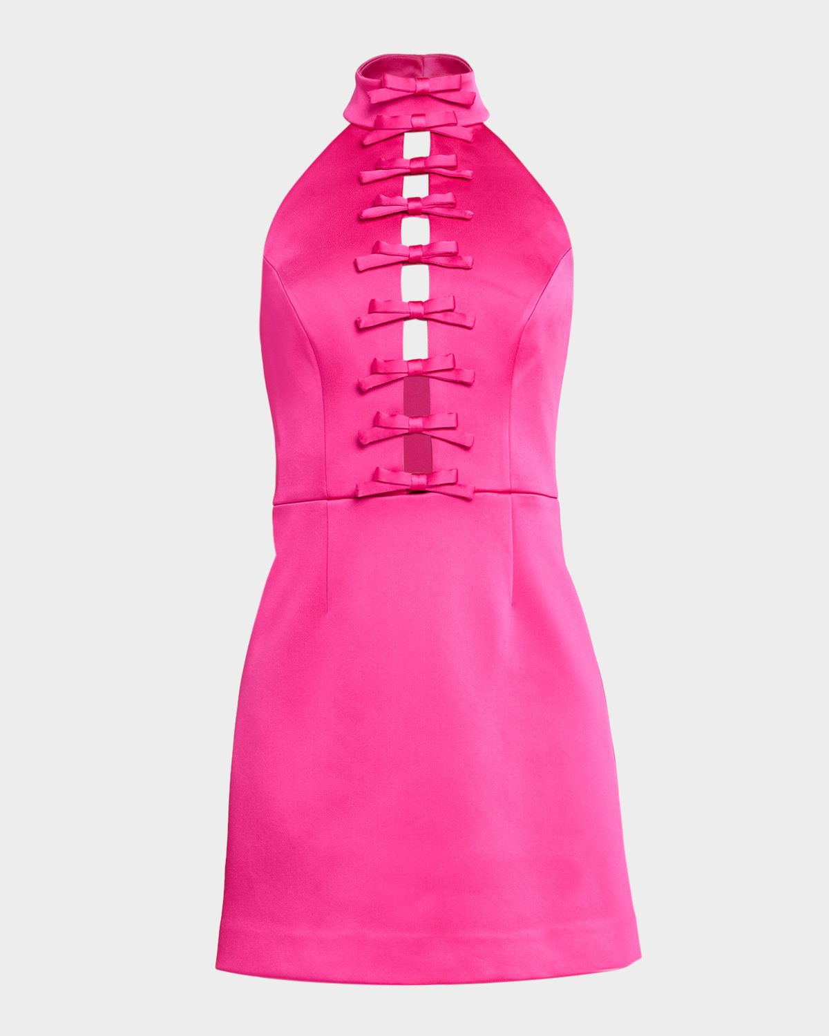 REBECCA VALLANCE Saskia Cutout Bow-Front Halter Mini Dress