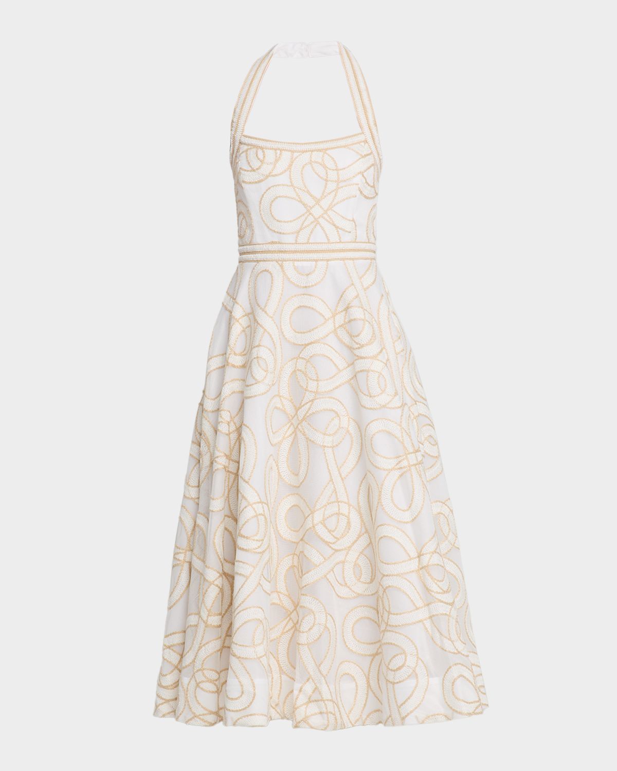 REBECCA VALLANCE Irena Sleeveless A-Line Halter Midi Dress