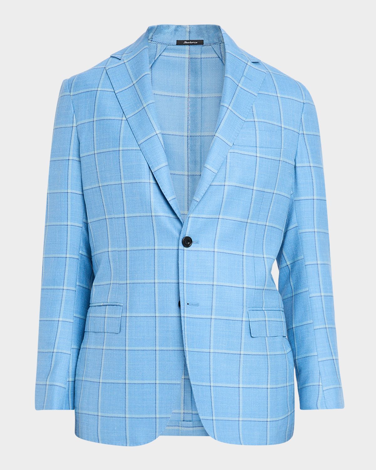 Sartorio Men 's Light Blue Large Windowpane Sport Coat