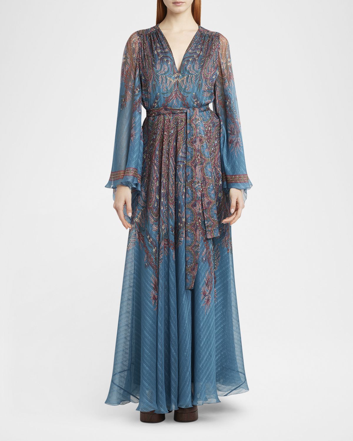 Etro Floral Paisley Silk Boho Gown