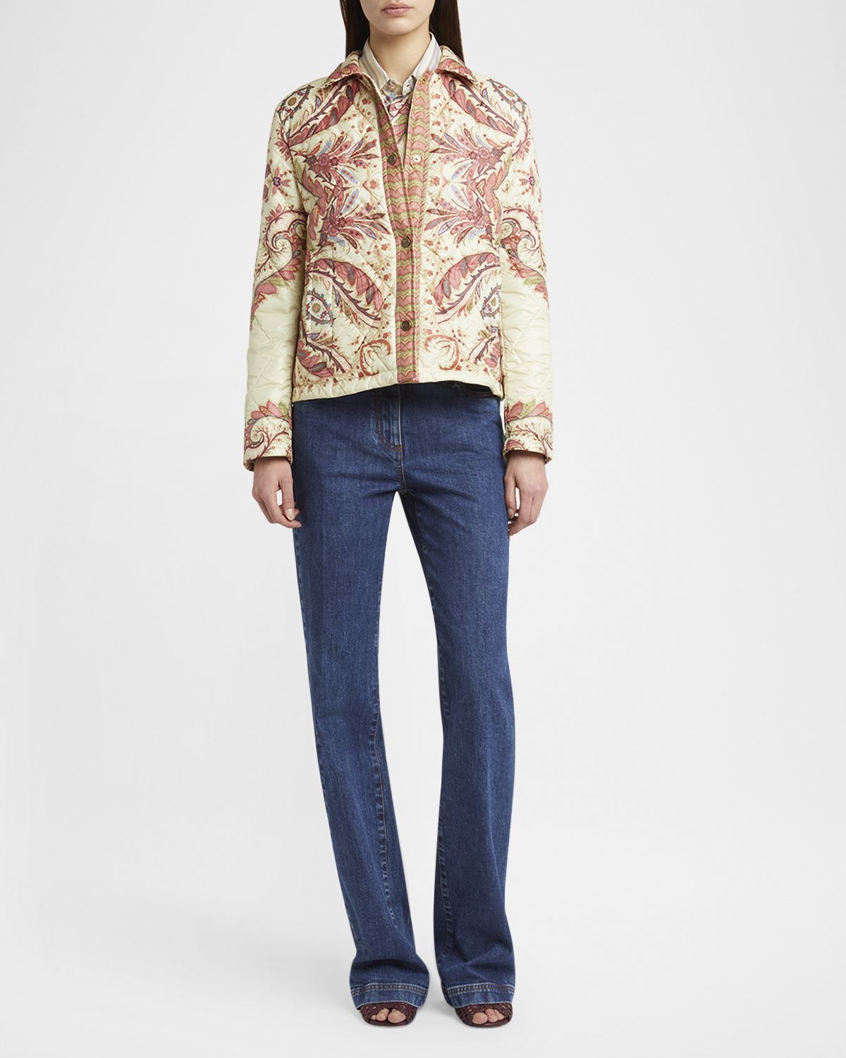 Etro Romantic Pink Puffer Shirt Jacket