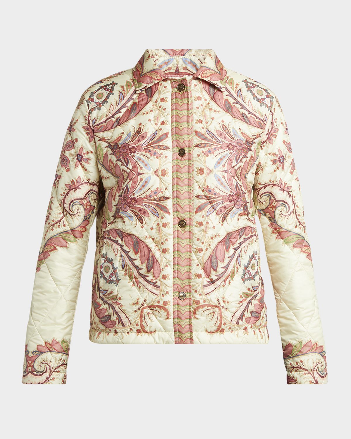 Etro Romantic Pink Puffer Shirt Jacket