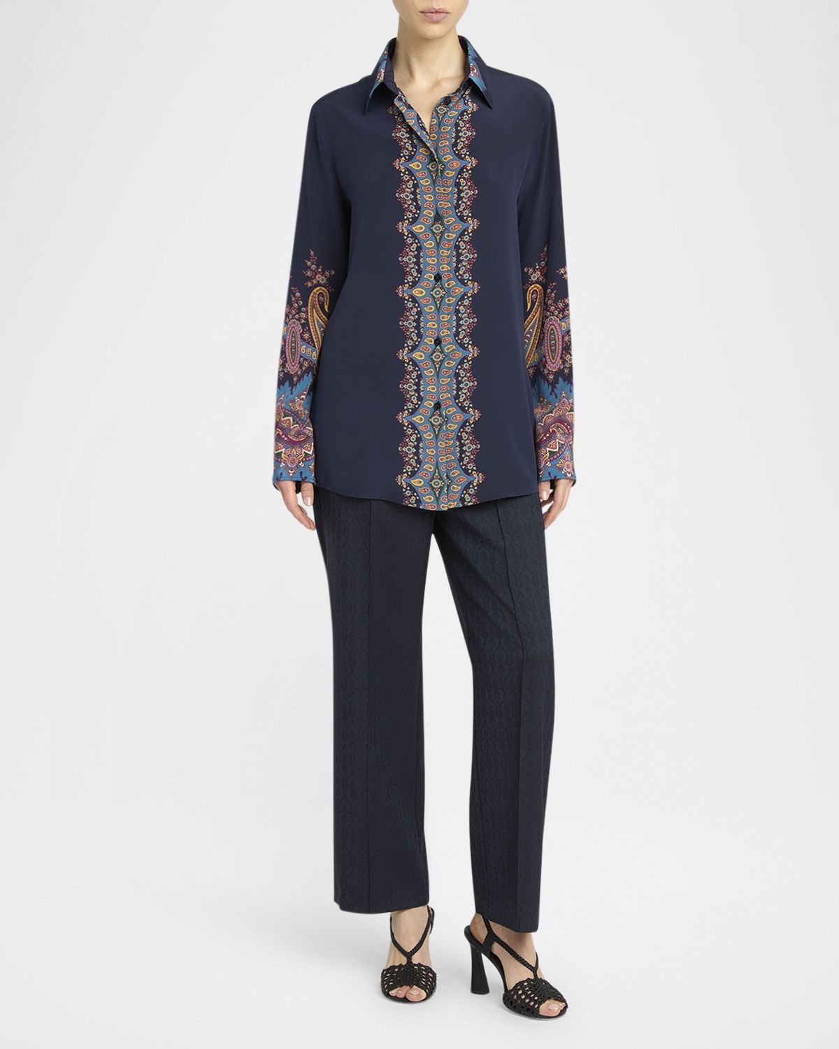 Etro Wool Jacquard Straight-Leg Ankle Joggers