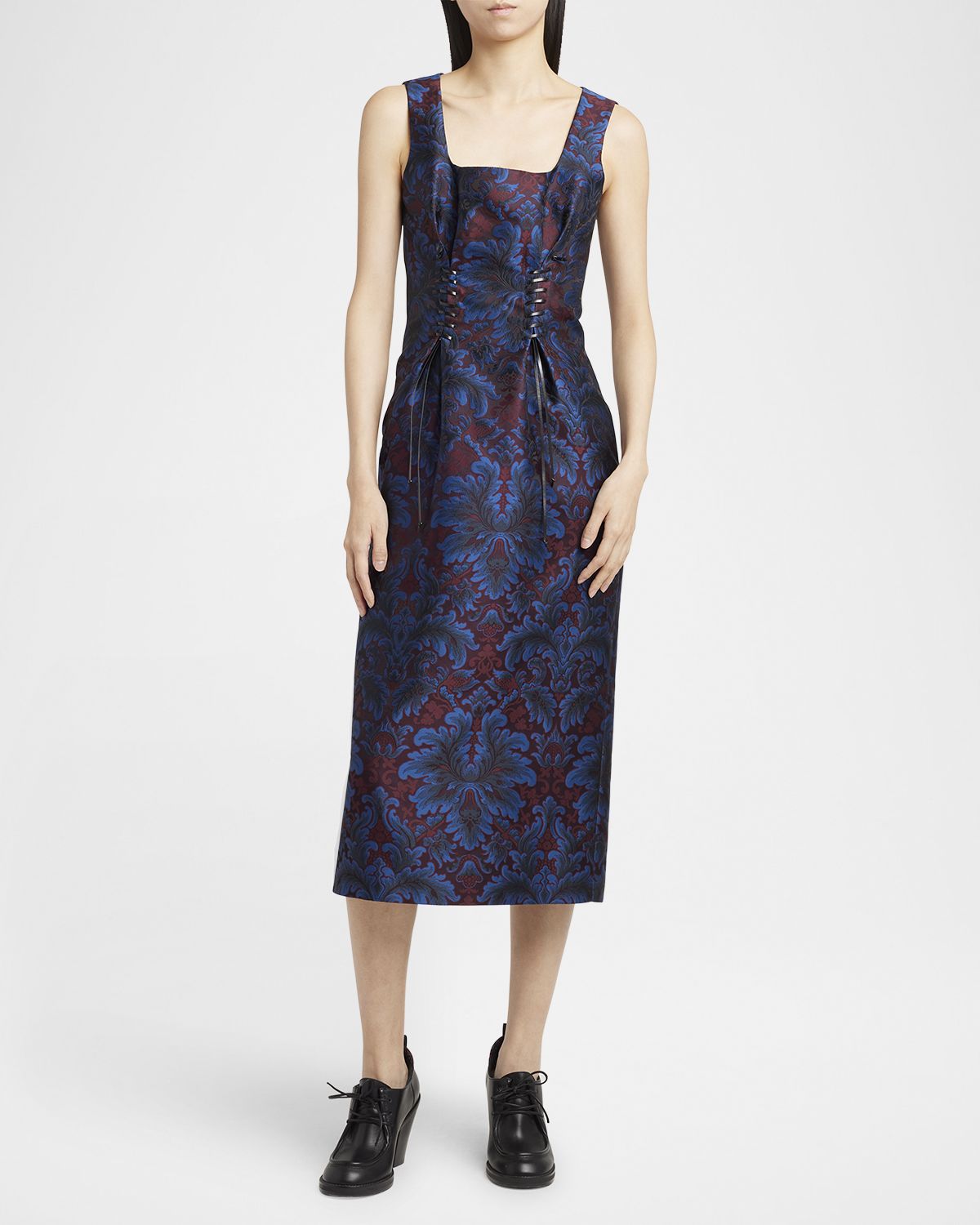 Etro Floral Jacquard Laced Midi Dress